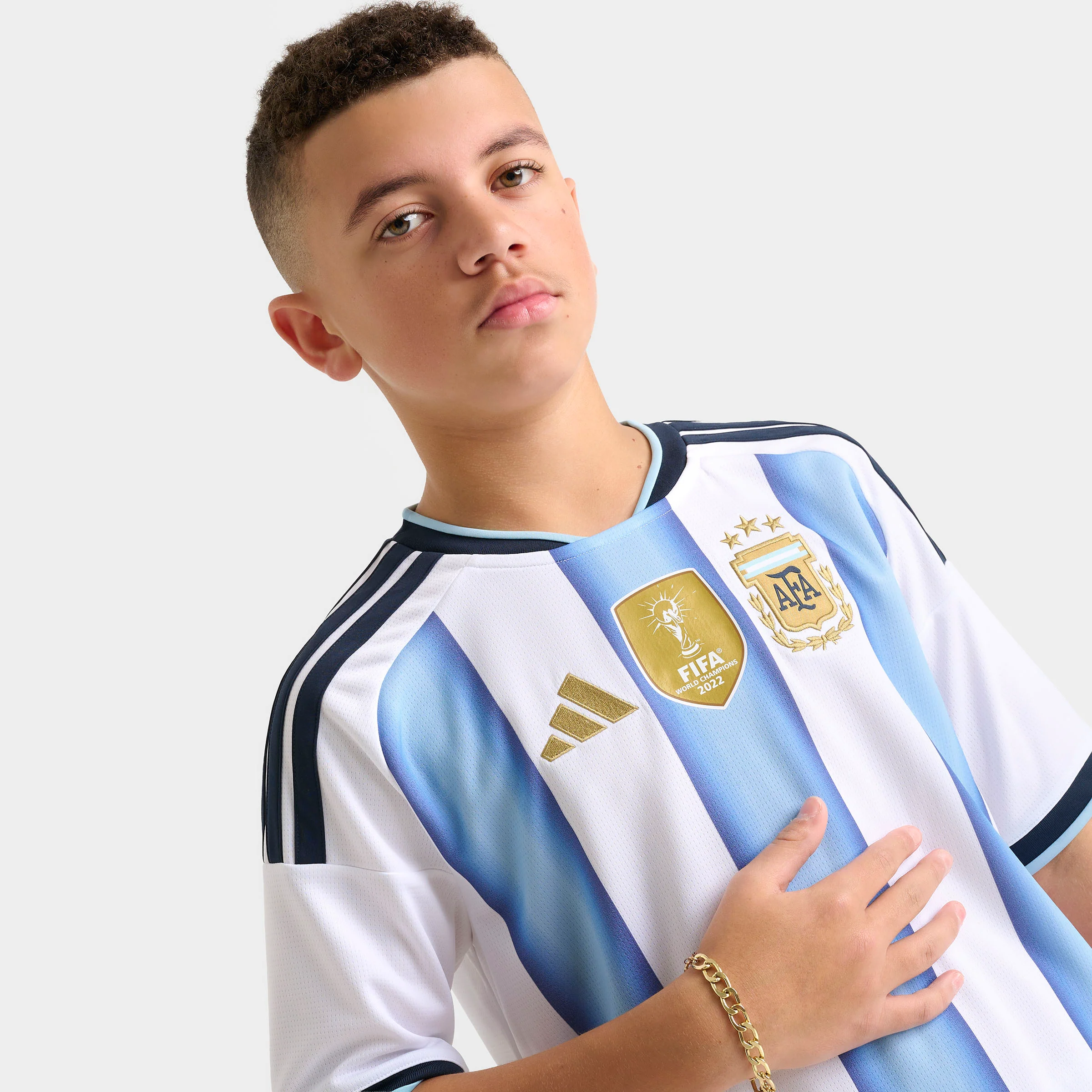 adidas Juniors' Argentina Replica Home Jersey / White - Image 3