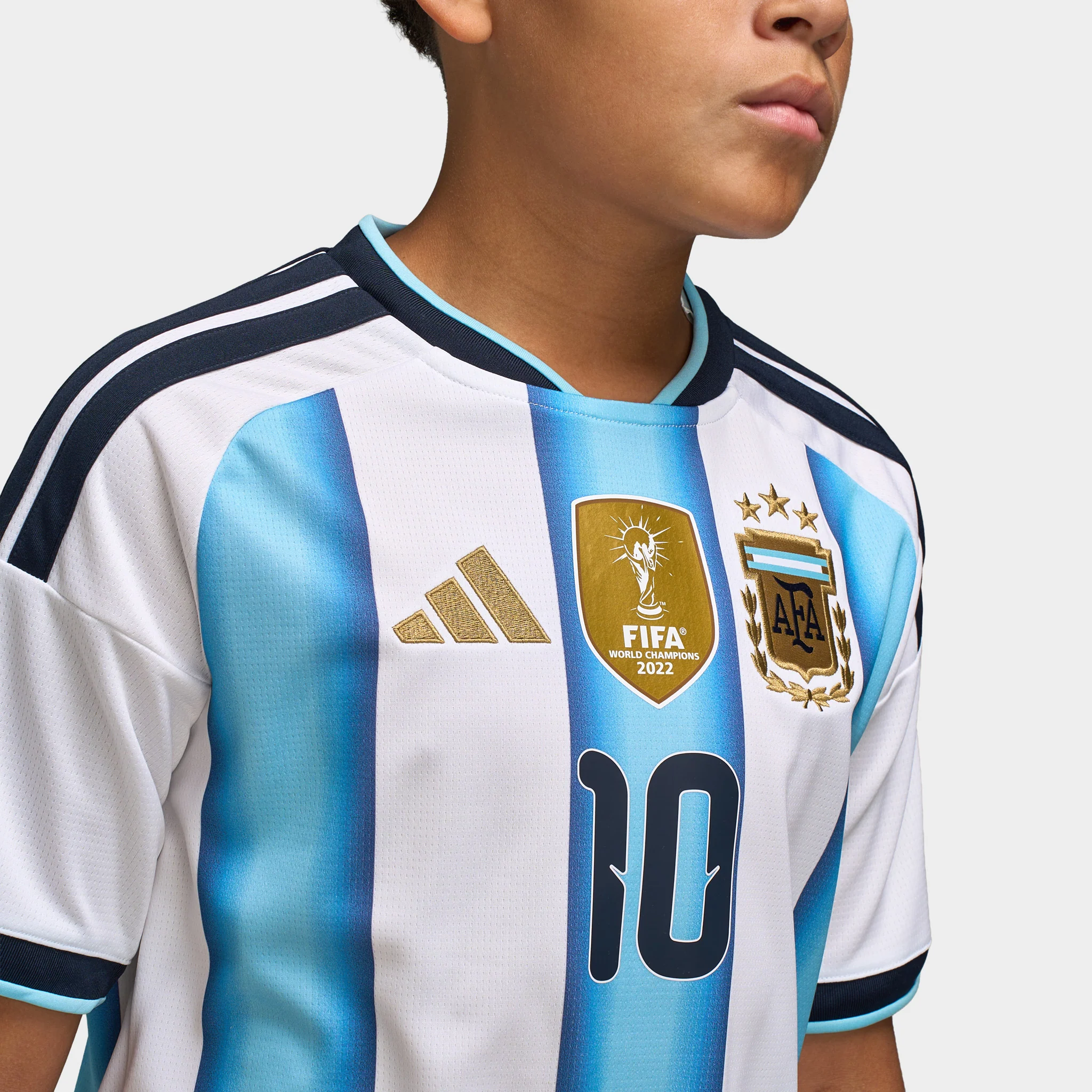 adidas Juniors' Argentina Replica Home Jersey Messi Blue / White - Image 3