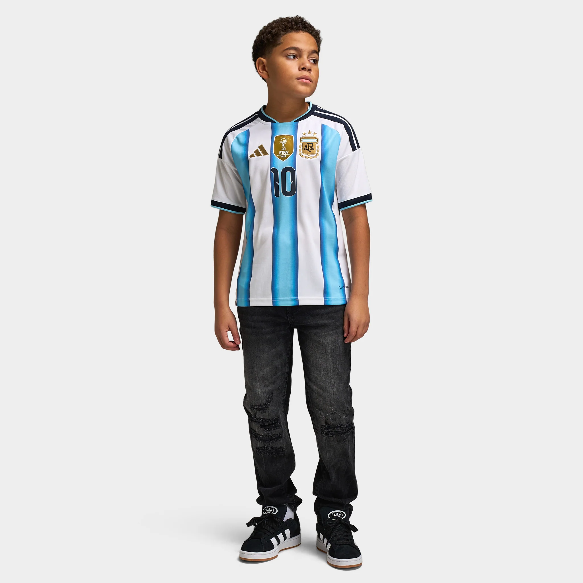 adidas Juniors' Argentina Replica Home Jersey Messi Blue / White - Image 6