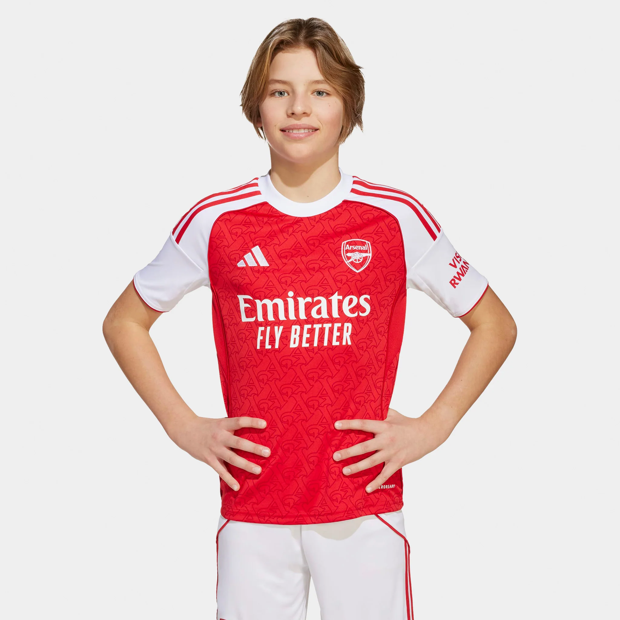 adidas Juniors' Arsenal FC 25/26 Jersey Youth Better Scarlet / White - Image 3