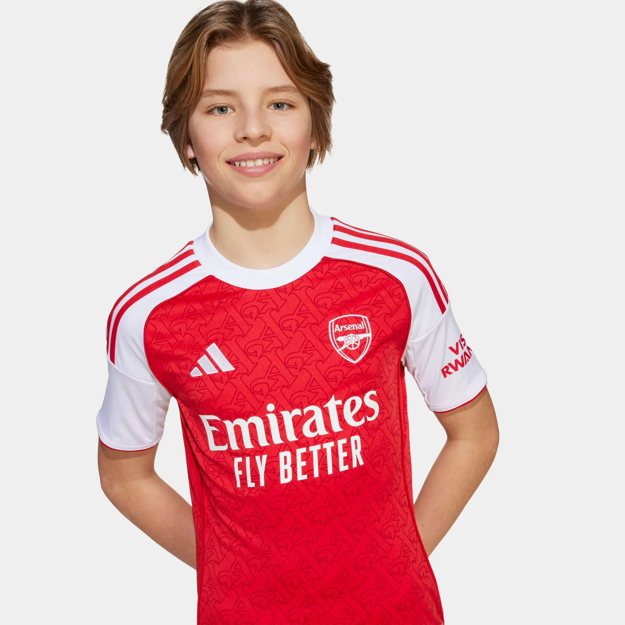 adidas Juniors' Arsenal FC 25/26 Jersey Youth Better Scarlet / White - Image 5