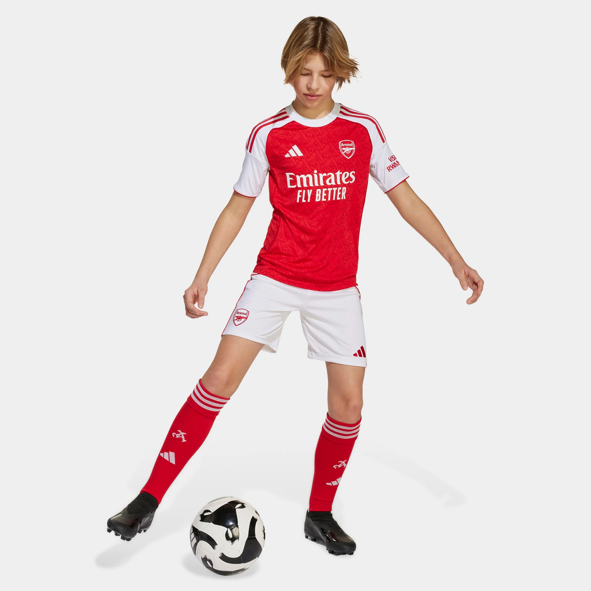 adidas Juniors' Arsenal FC 25/26 Jersey Youth Better Scarlet / White - Image 9