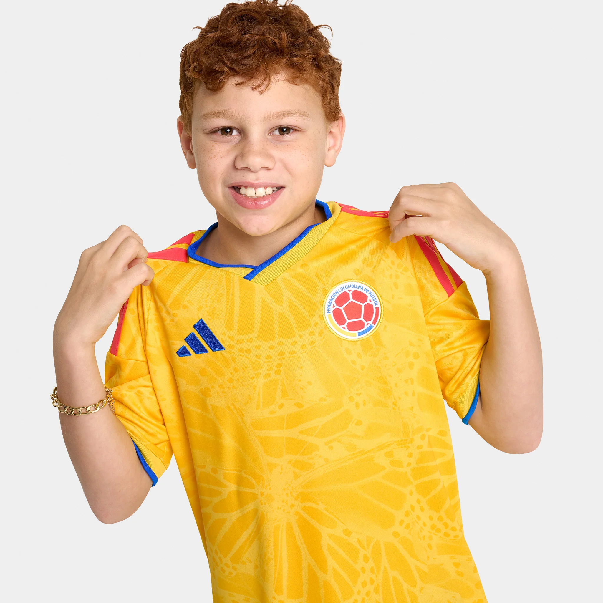 adidas Juniors' Colombia Replica Home Jersey / Yellow - Image 4