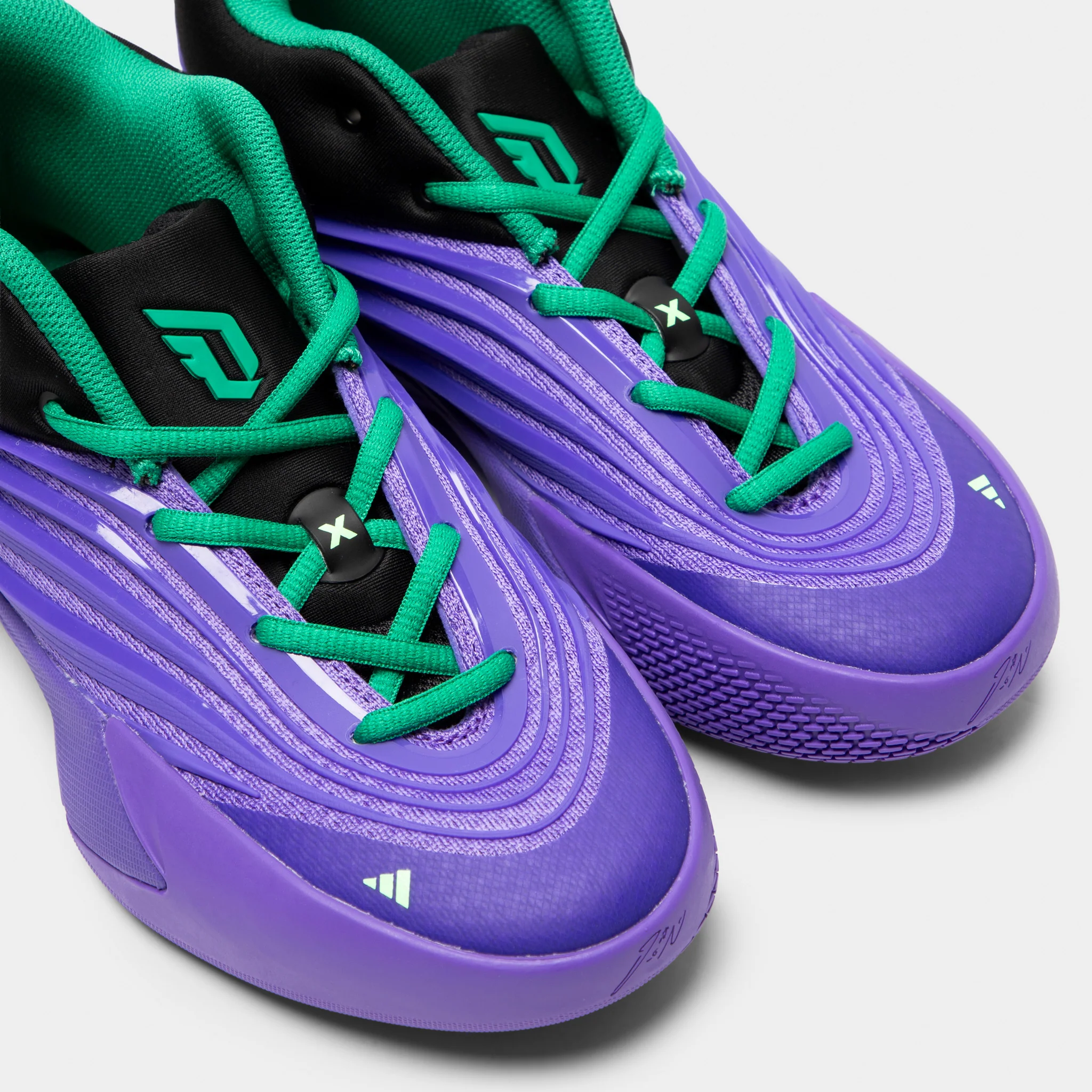 adidas Juniors' Dame X Purple Rush / Black - Court Green - Image 3