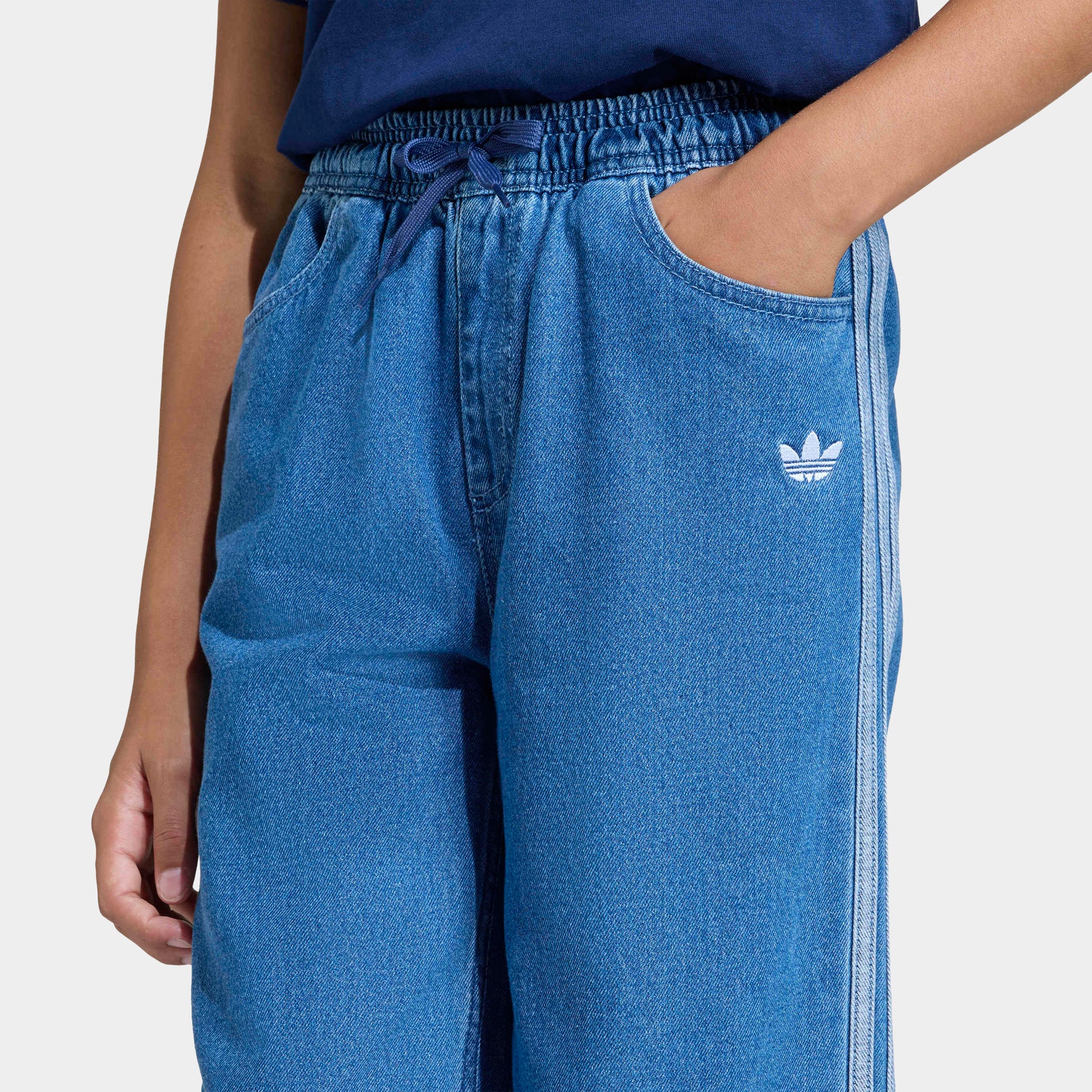 adidas Juniors' Denim Wide Leg / Med Vintage Wash - Image 3