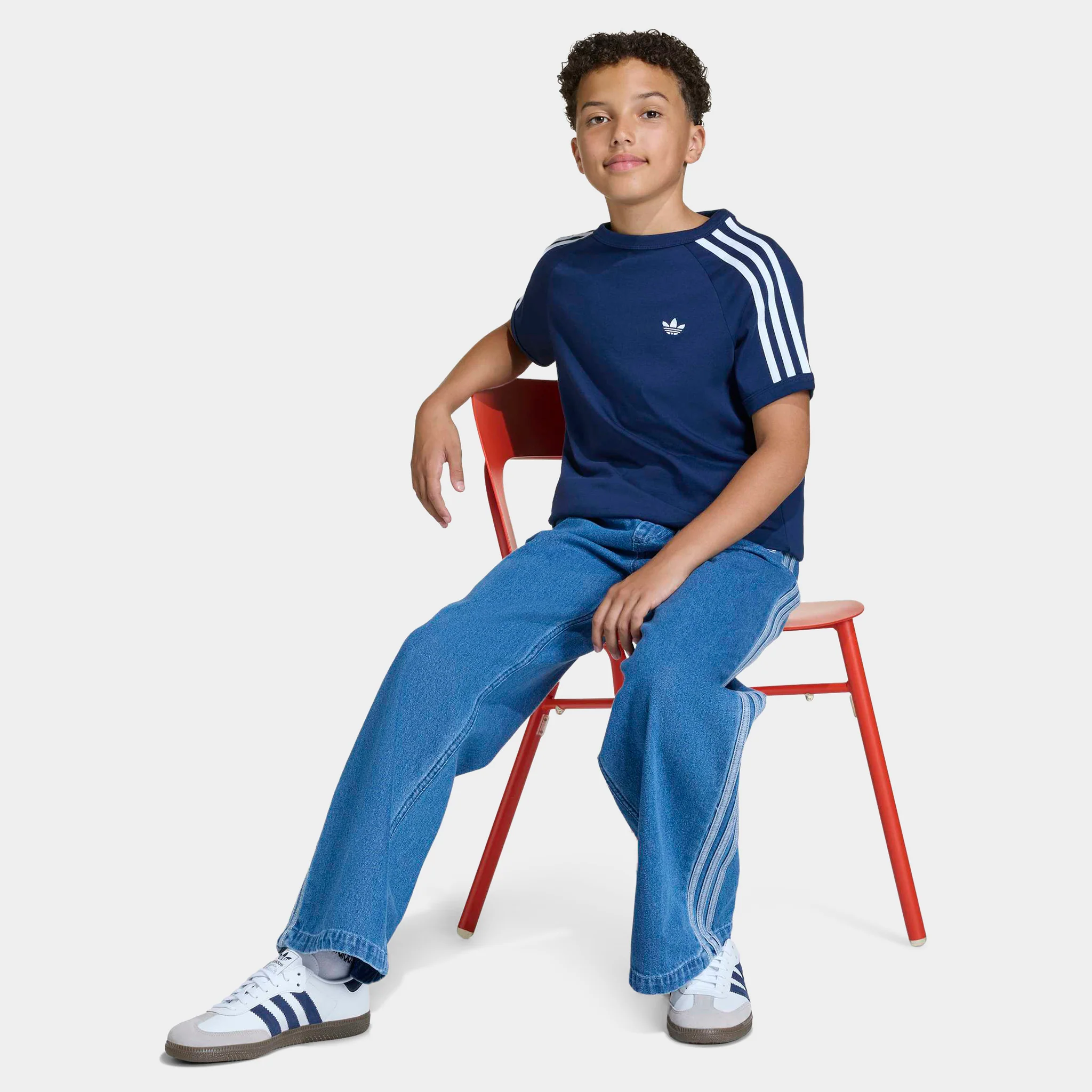 adidas Juniors' Denim Wide Leg / Med Vintage Wash - Image 4