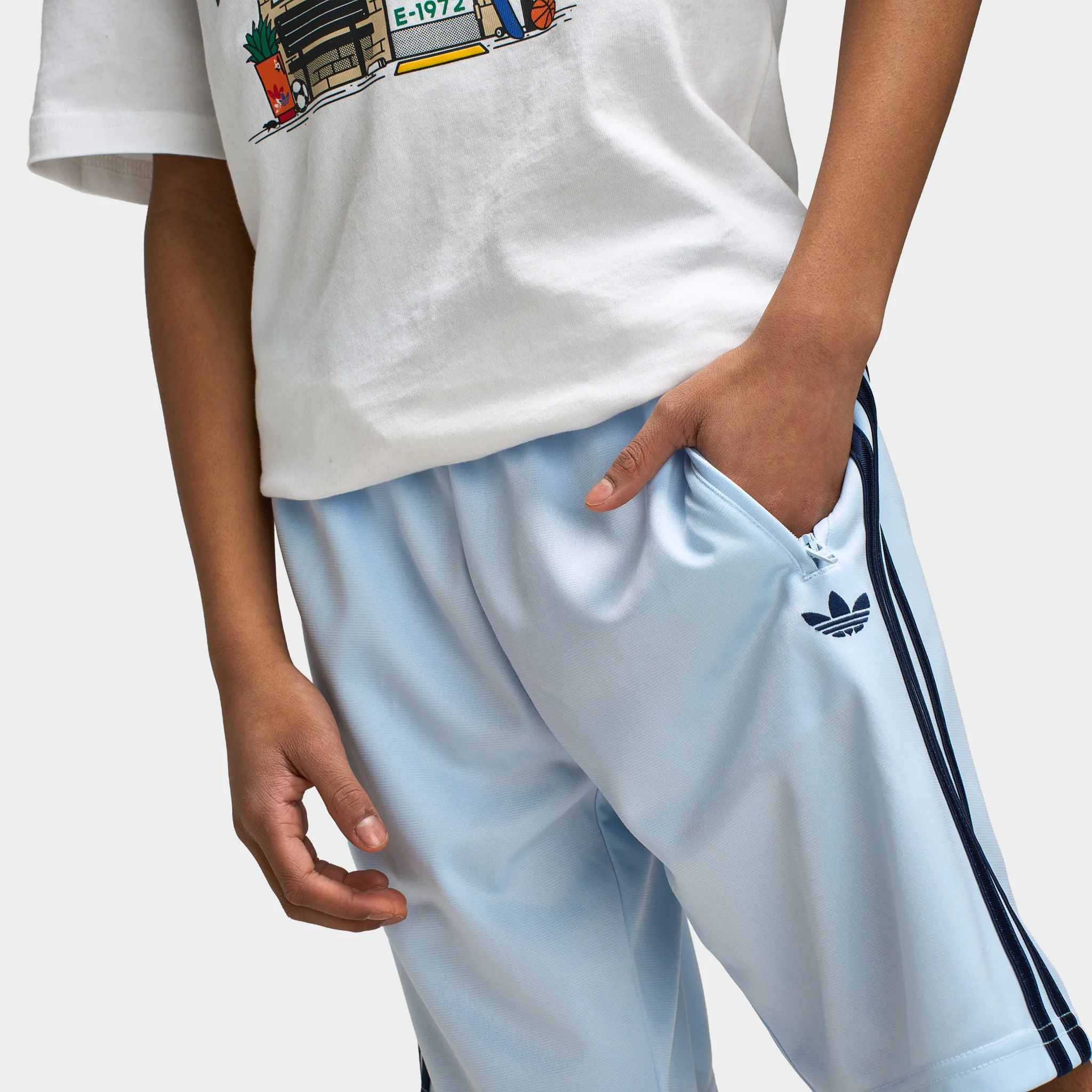 adidas Juniors' Firebird Shorts / Crystal Sky - Image 5