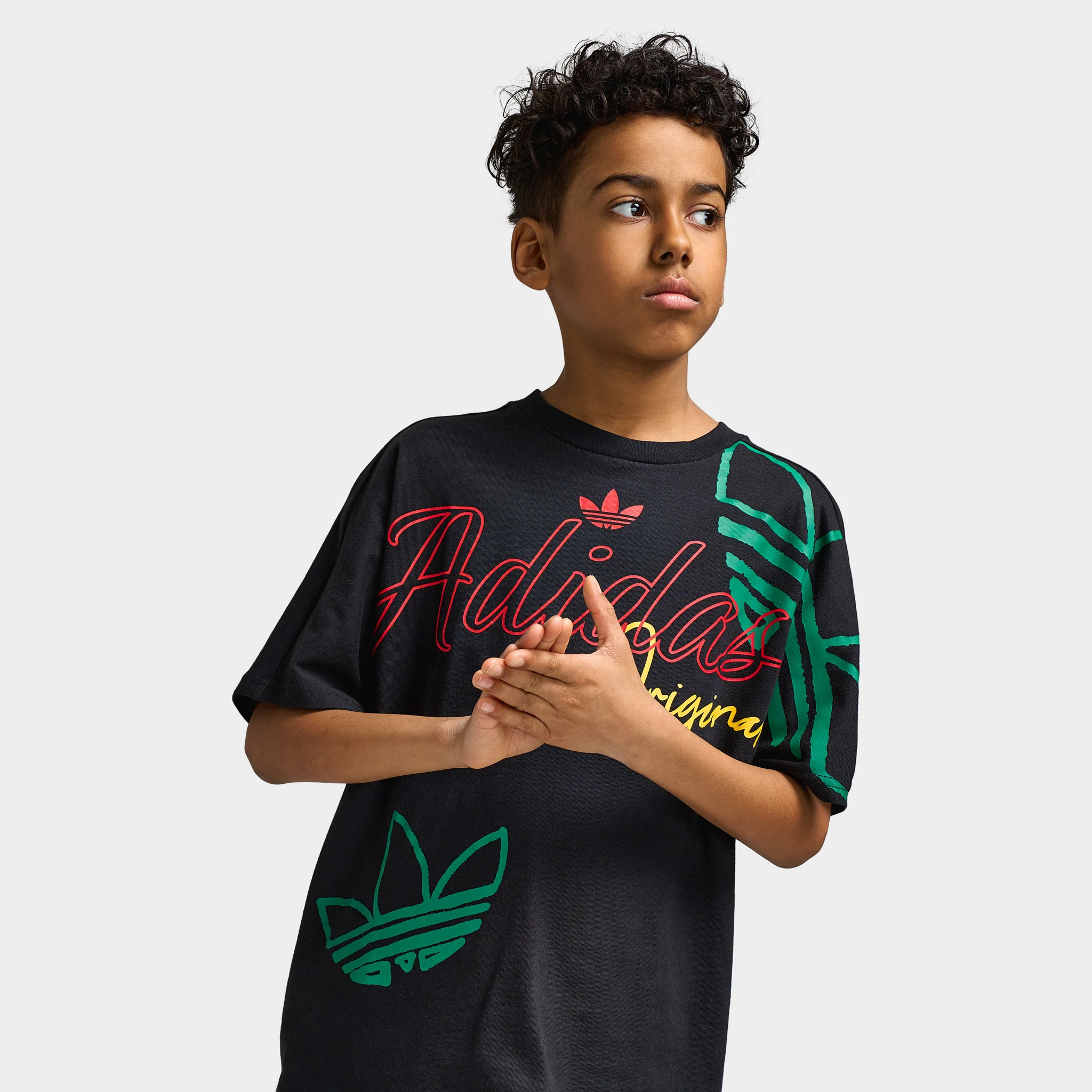 adidas Juniors' Loose Fit Logo Love Tee / Black - Image 3
