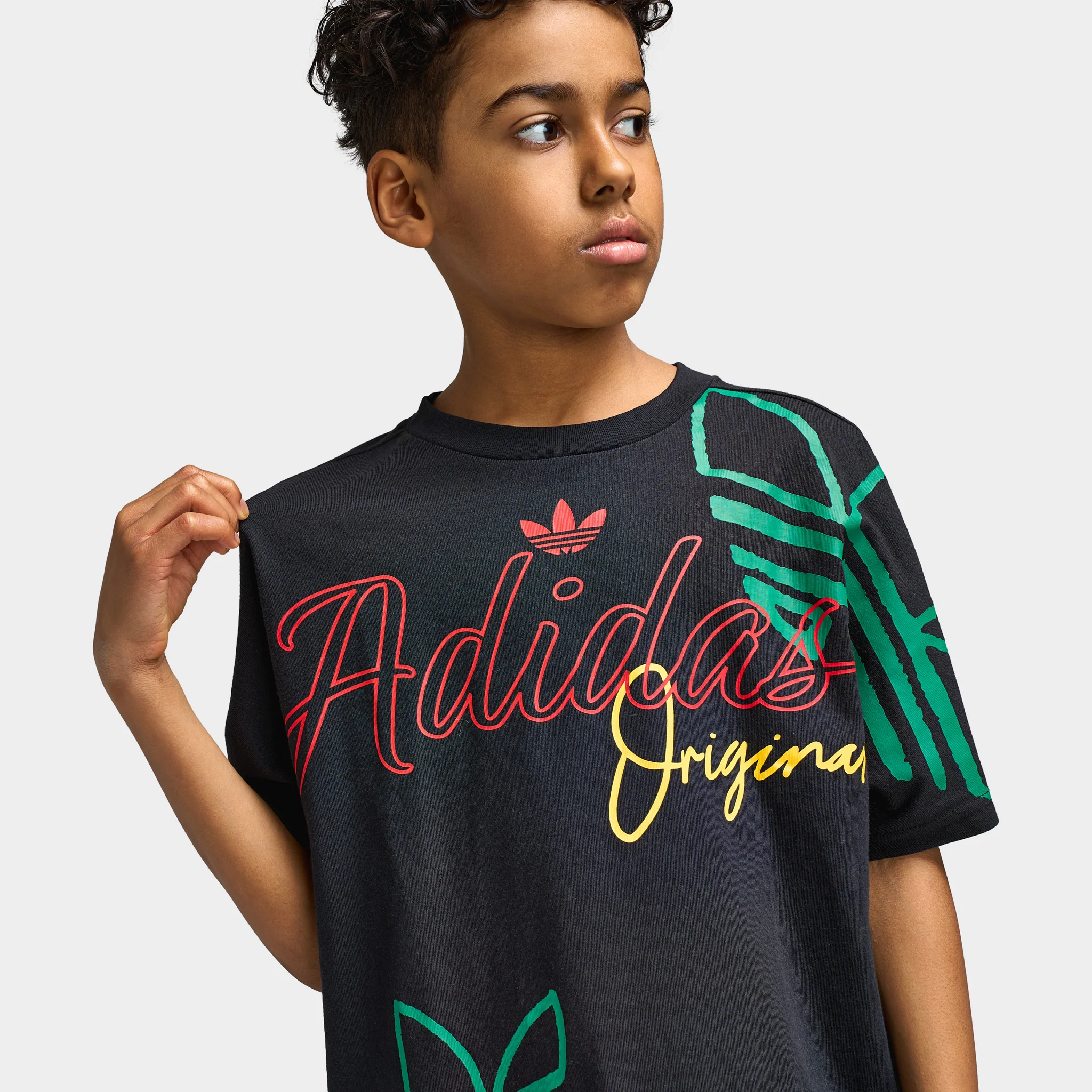 adidas Juniors' Loose Fit Logo Love Tee / Black - Image 4