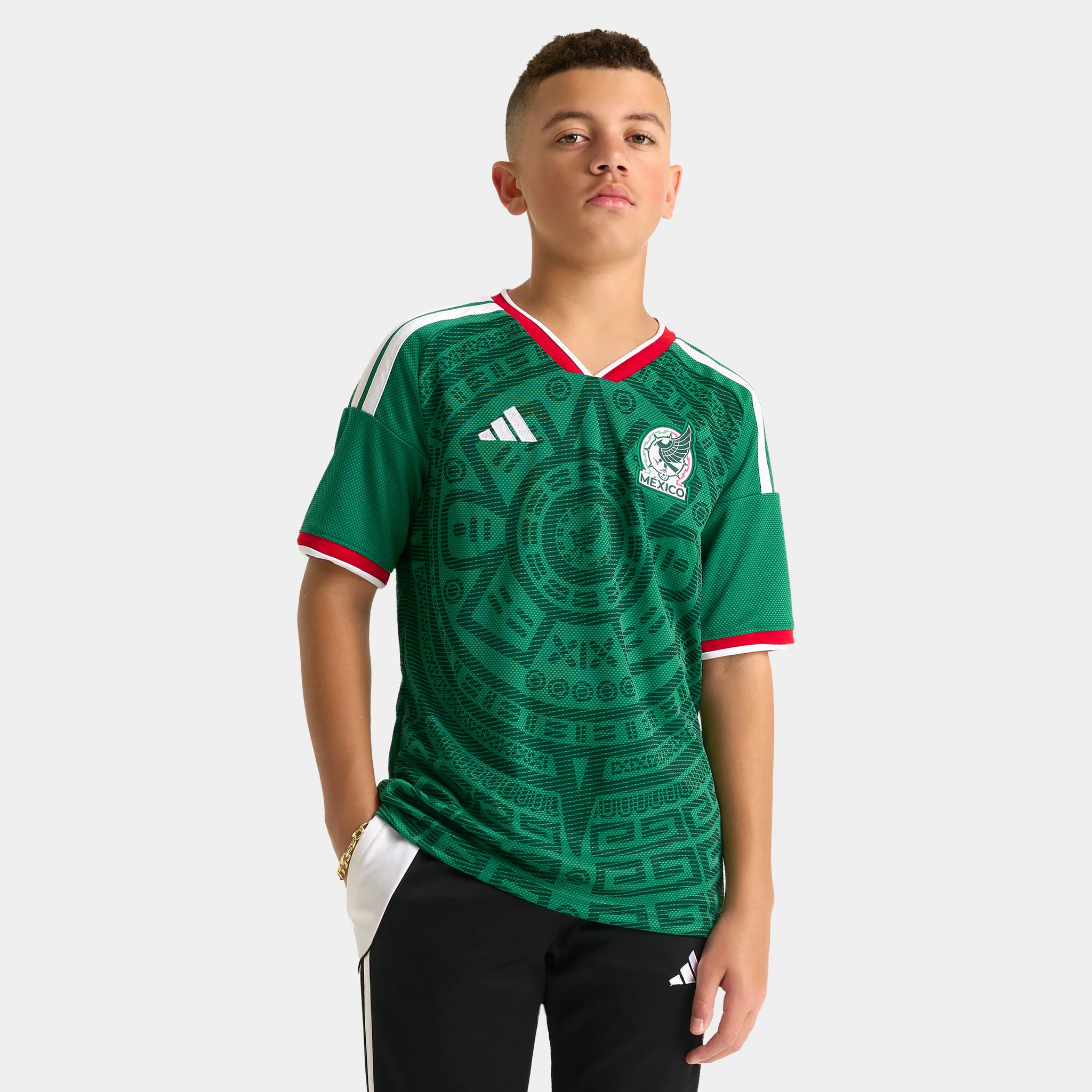 adidas Juniors' Mexico Replica Home Jersey / Green - Image 5
