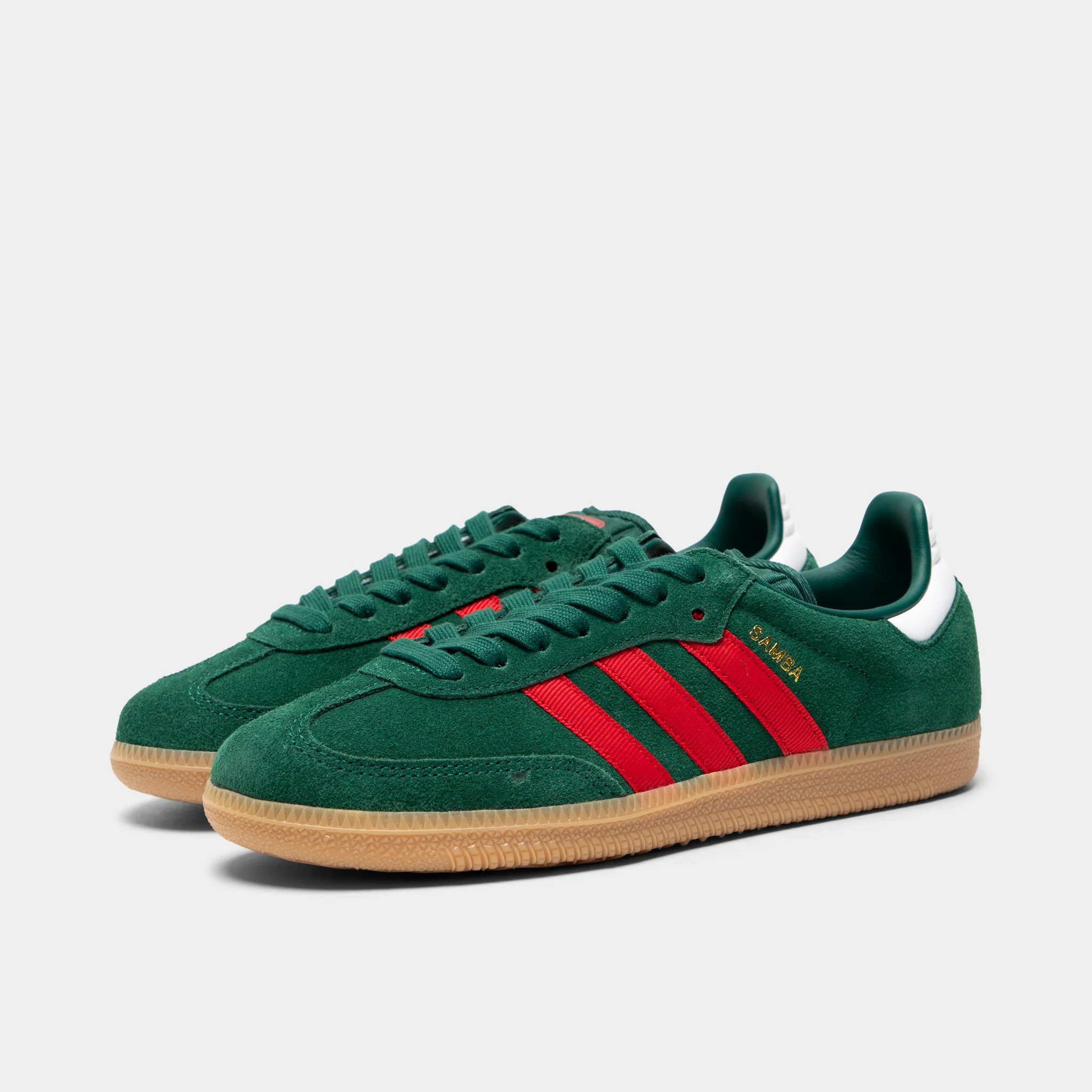 adidas Juniors' Samba OG Team Dark Green / Better Scarlet - Image 2