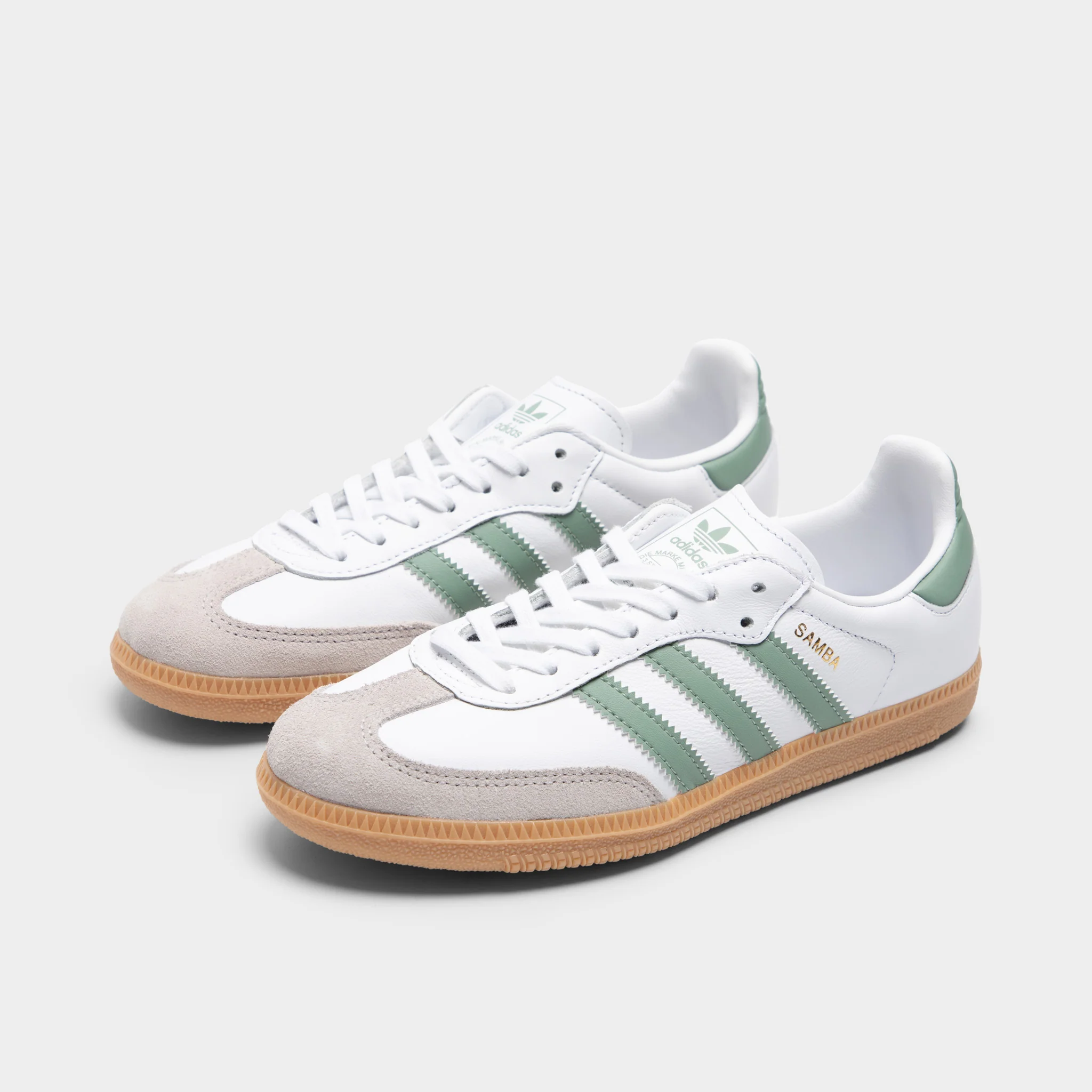 adidas Juniors' Samba OG Footwear White / Silver Green - Gum - Image 2