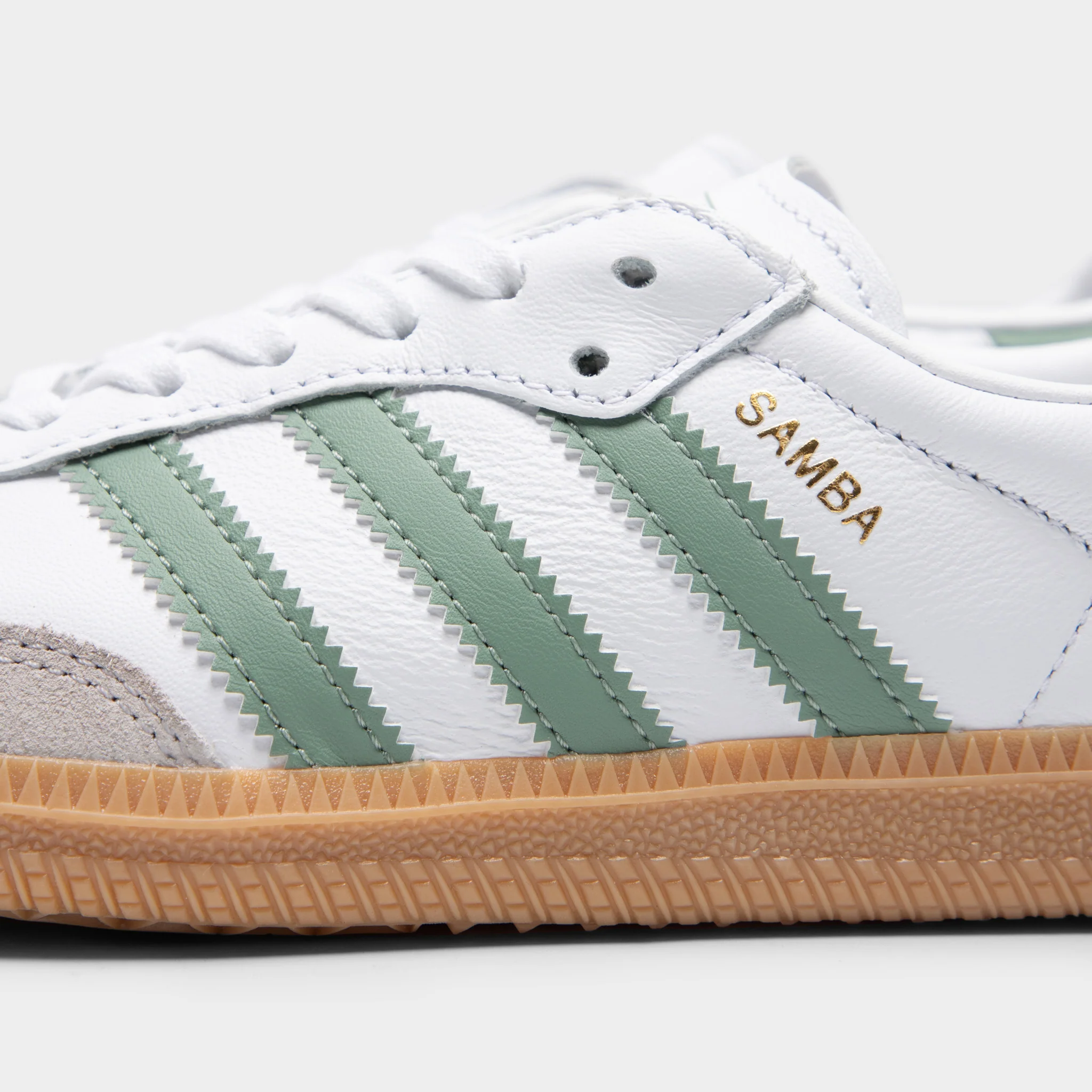 adidas Juniors' Samba OG Footwear White / Silver Green - Gum - Image 3