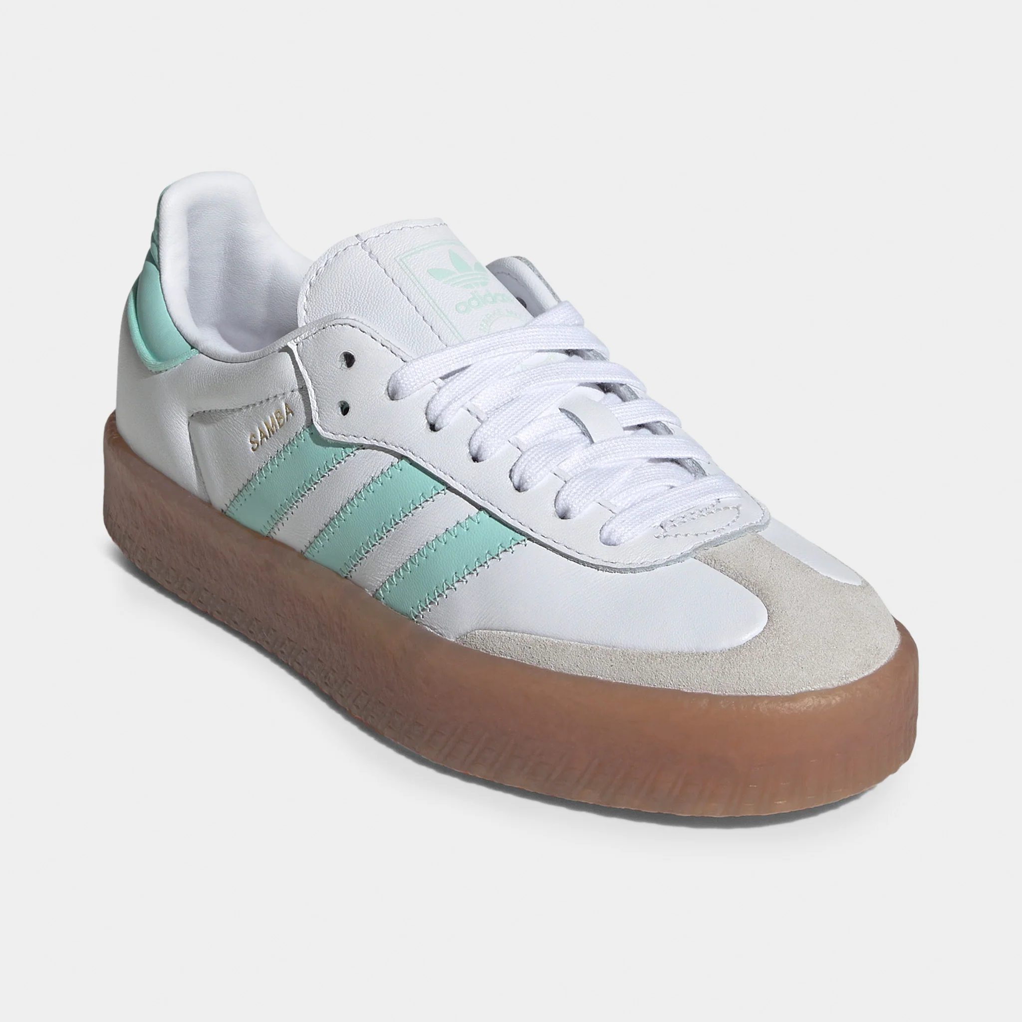 adidas Juniors' Sambae White / Clear Mint - Gold Metallic - Image 2