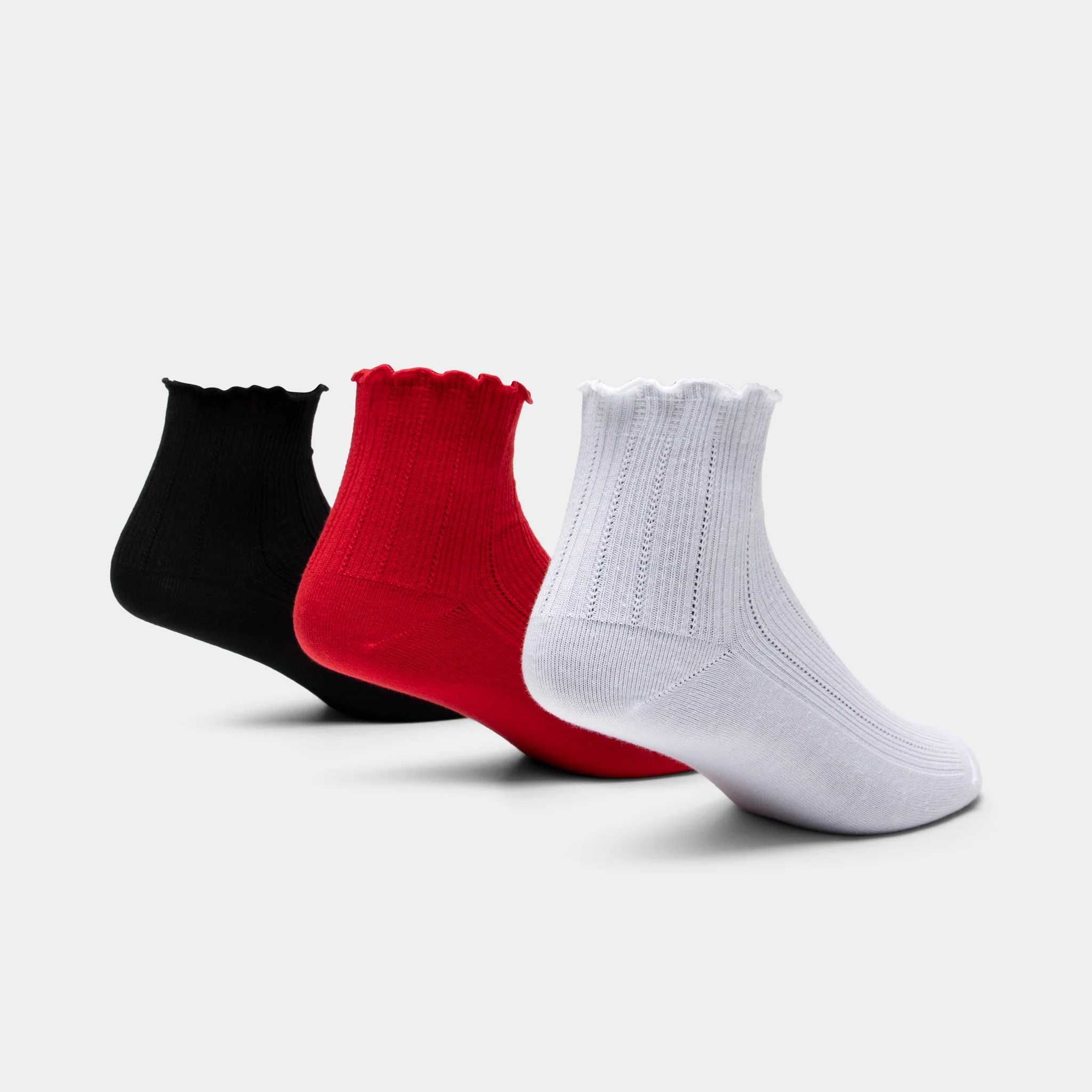 adidas Originals Ruffle Quarter Socks (3P) Better Scarlet / White - Black - Image 9