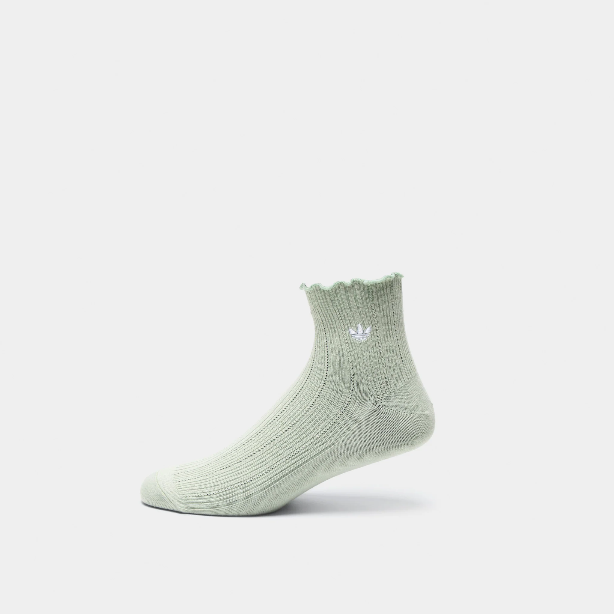 adidas Originals Ruffle Quarter Socks (3P) Grey/White-Green - Image 3