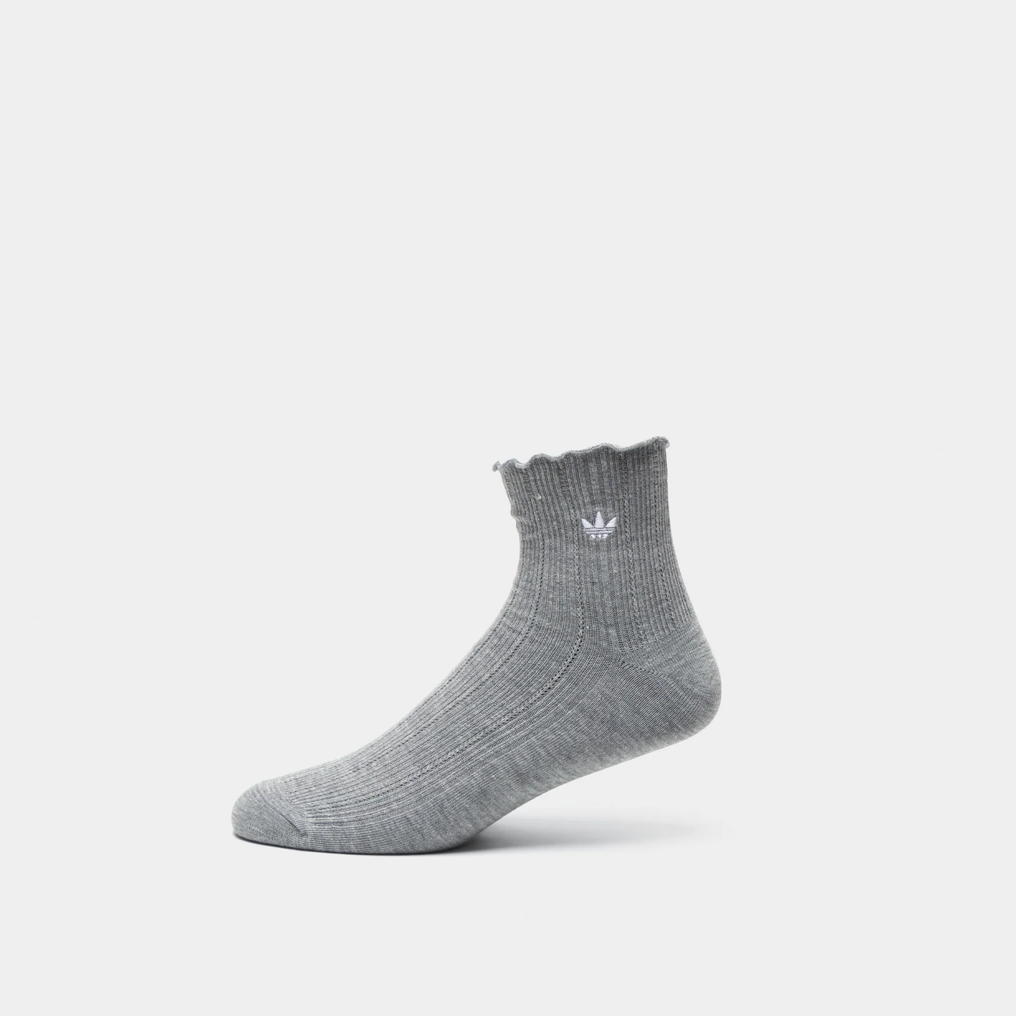 adidas Originals Ruffle Quarter Socks (3P) Grey/White-Green - Image 4