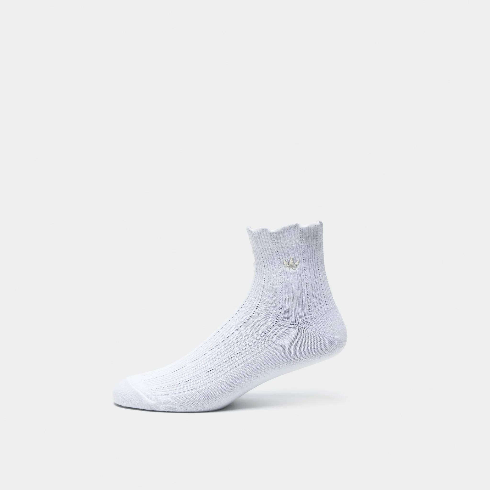 adidas Originals Ruffle Quarter Socks (3P) Grey/White-Green - Image 5