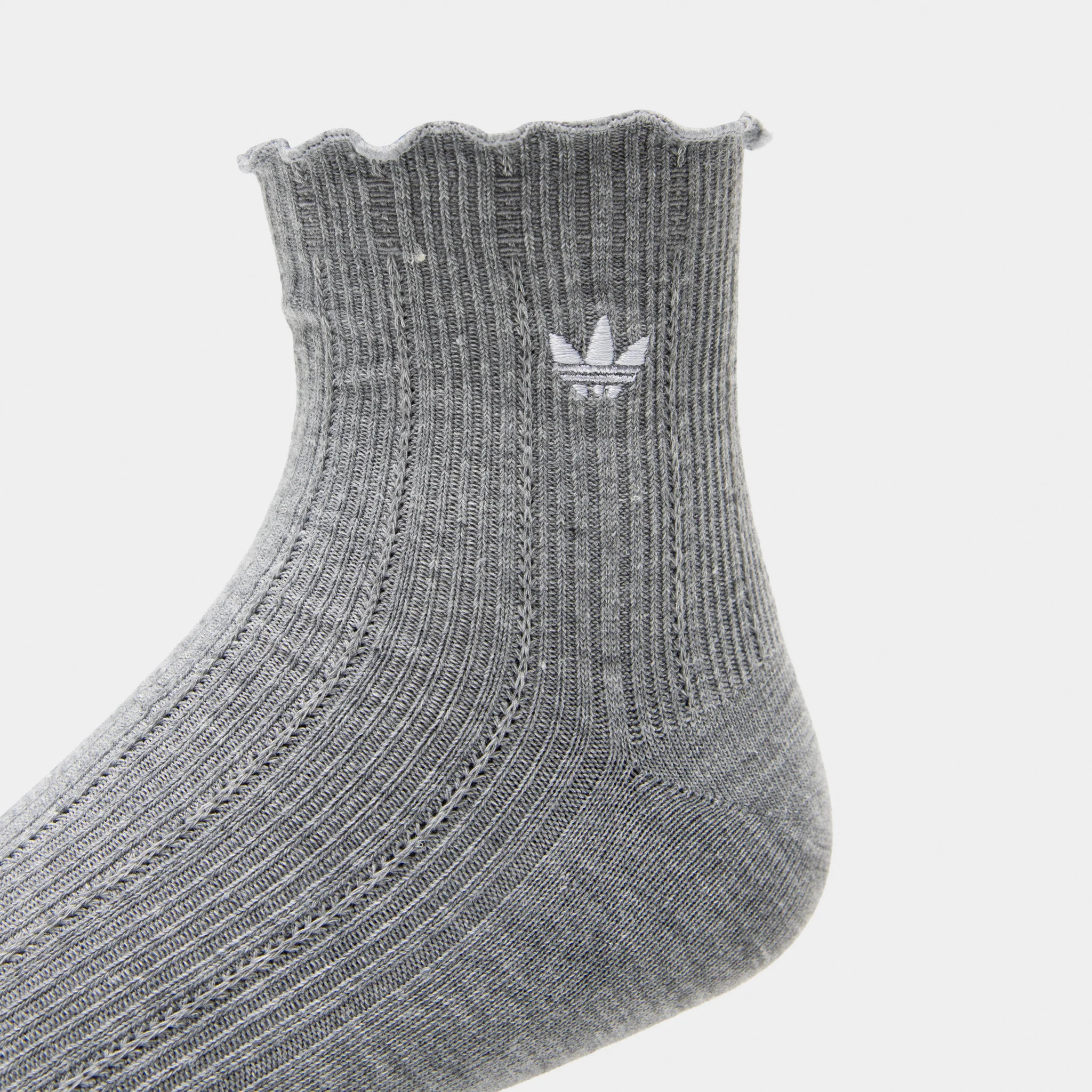 adidas Originals Ruffle Quarter Socks (3P) Grey/White-Green - Image 7