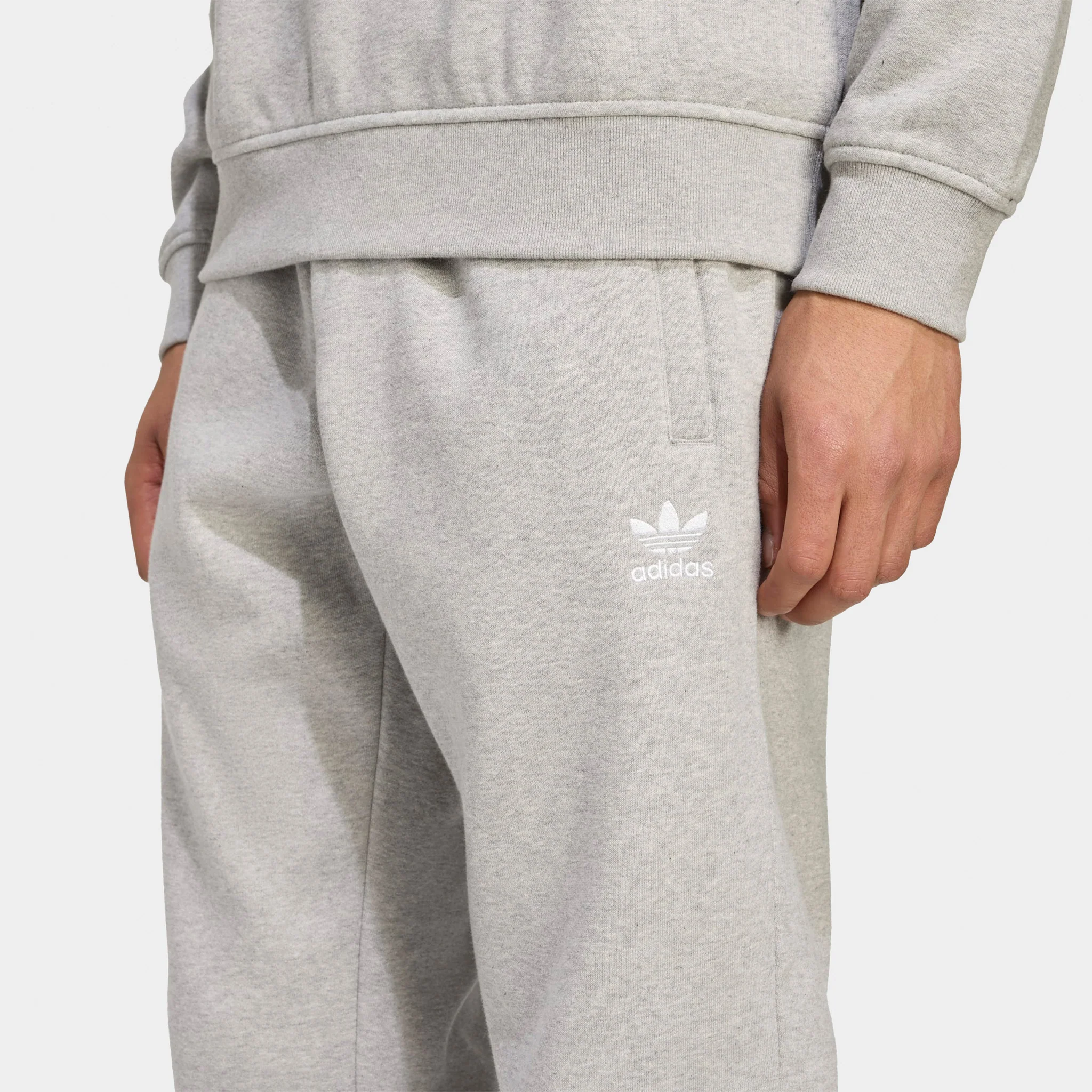 adidas Trefoil Essentials Pants Medium Heather Grey / White - Image 3