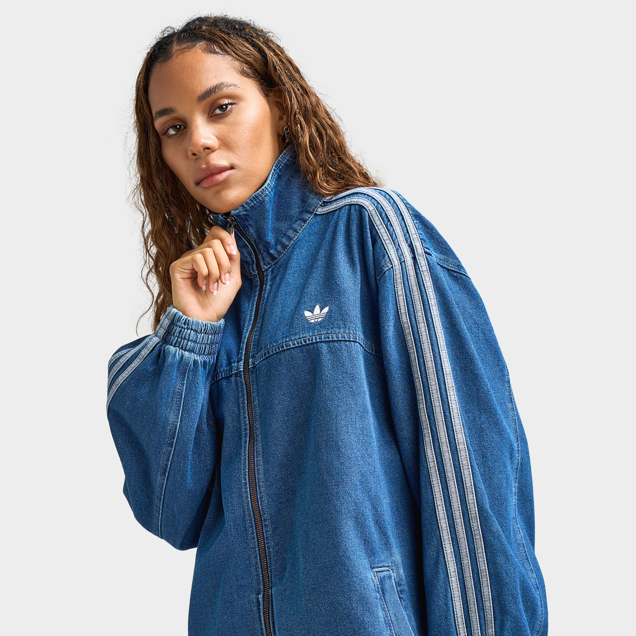 adidas Women's Adicolor Denim Adilenium Oversized Track Top / Indigo Denim - Image 3