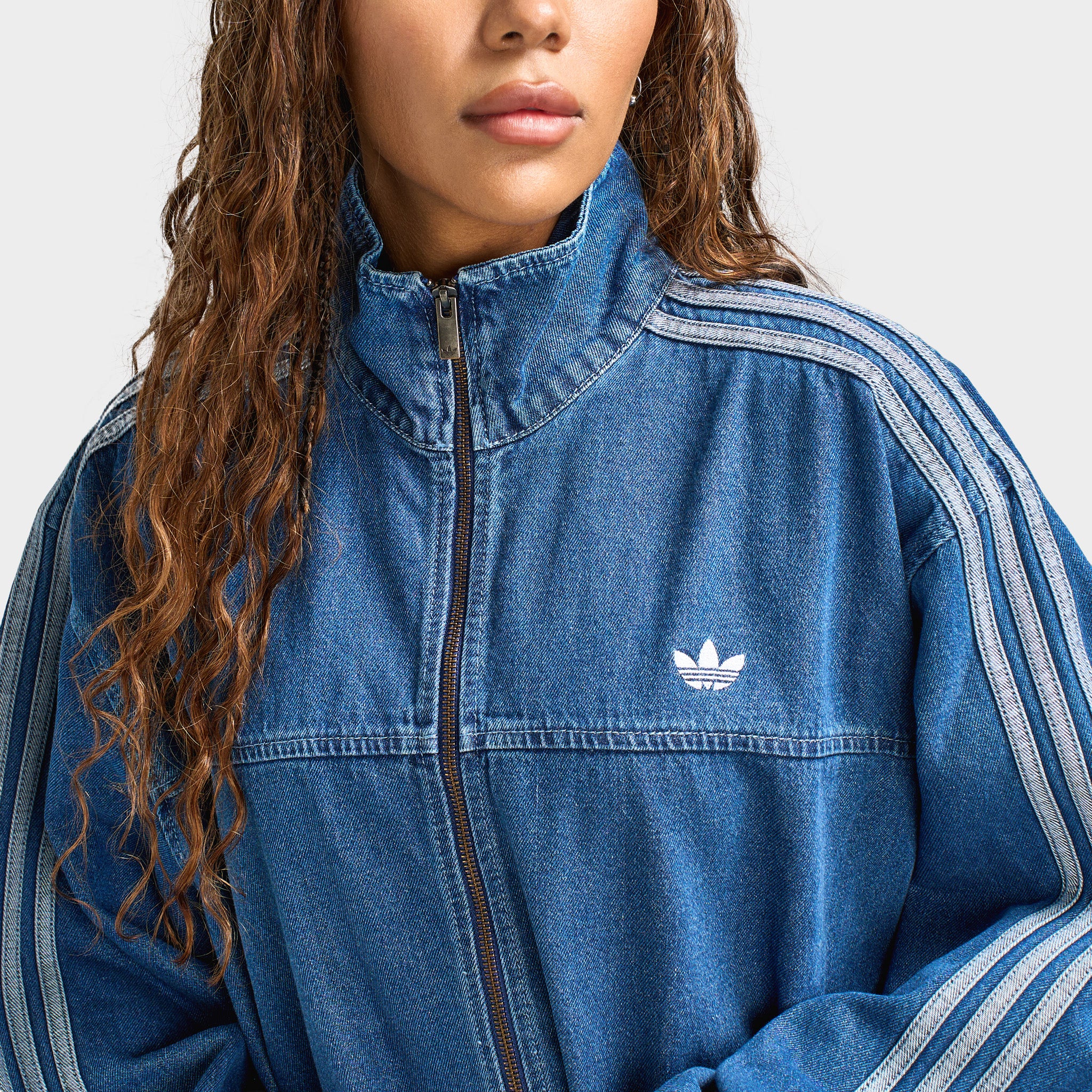 adidas Women's Adicolor Denim Adilenium Oversized Track Top / Indigo Denim - Image 4