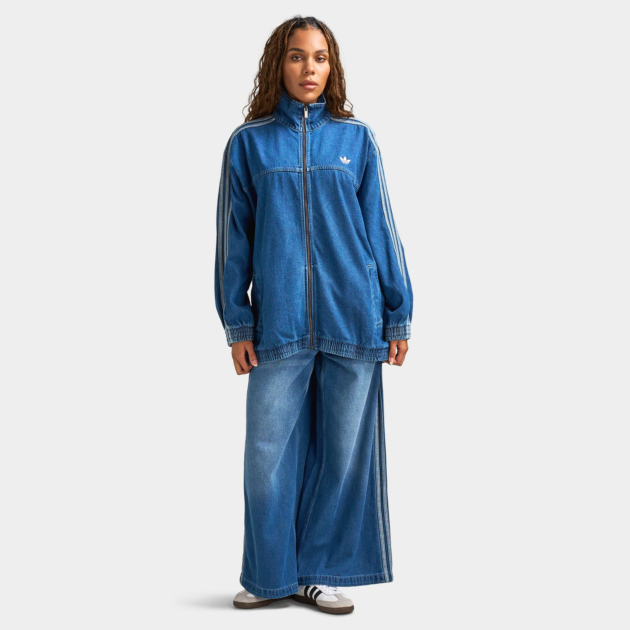 adidas Women's Adicolor Denim Adilenium Oversized Track Top / Indigo Denim - Image 6