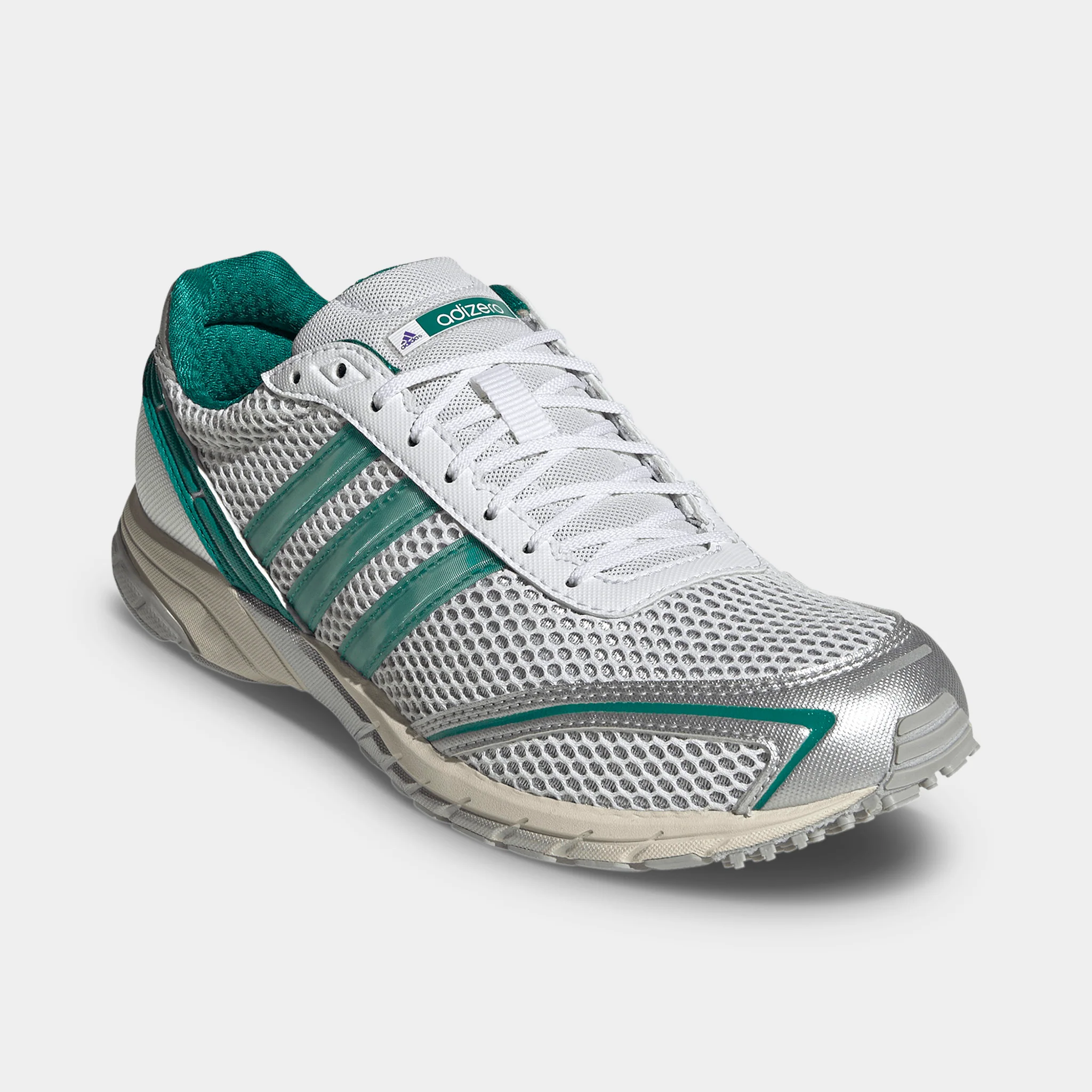 adidas Women's Adizero Adios OG Silver Metallic / Black - Power Green - Image 2