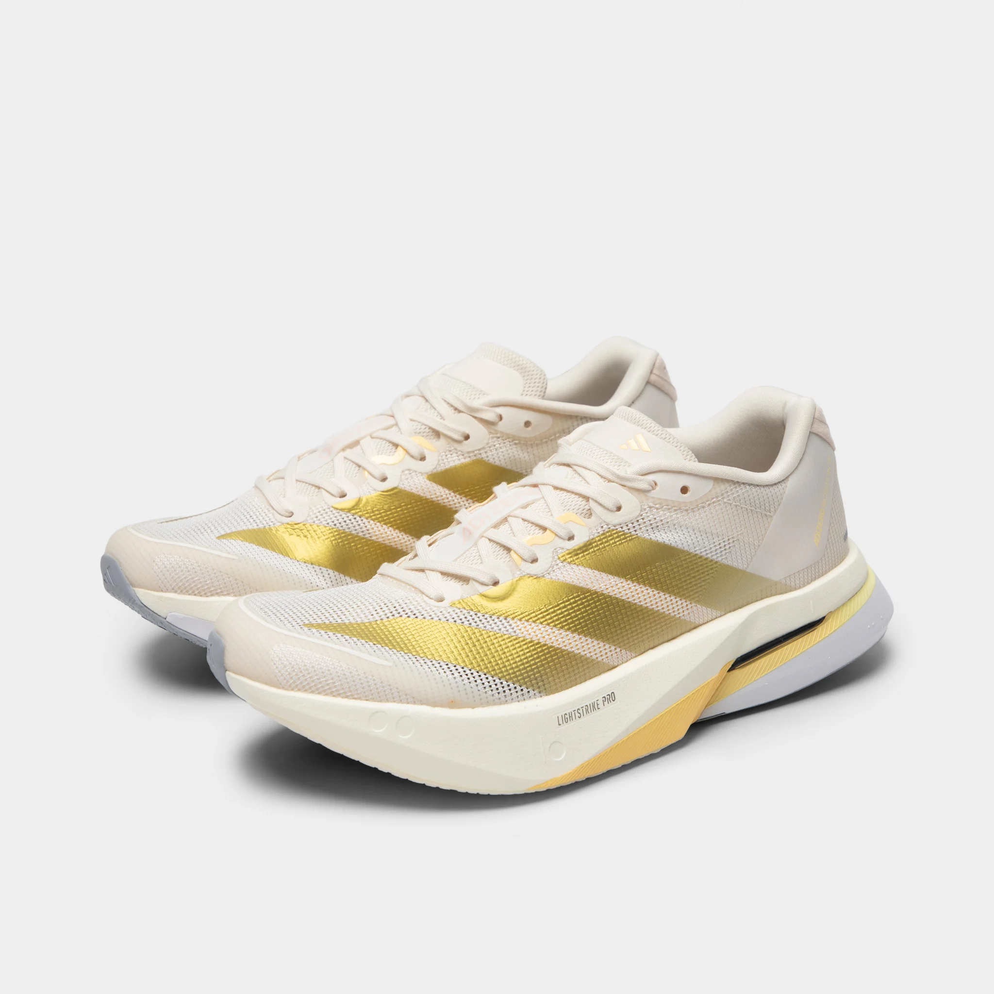 adidas Women's Adizero Boston 13 Chalk White / Gold Metallic - Orange Tint - Image 2