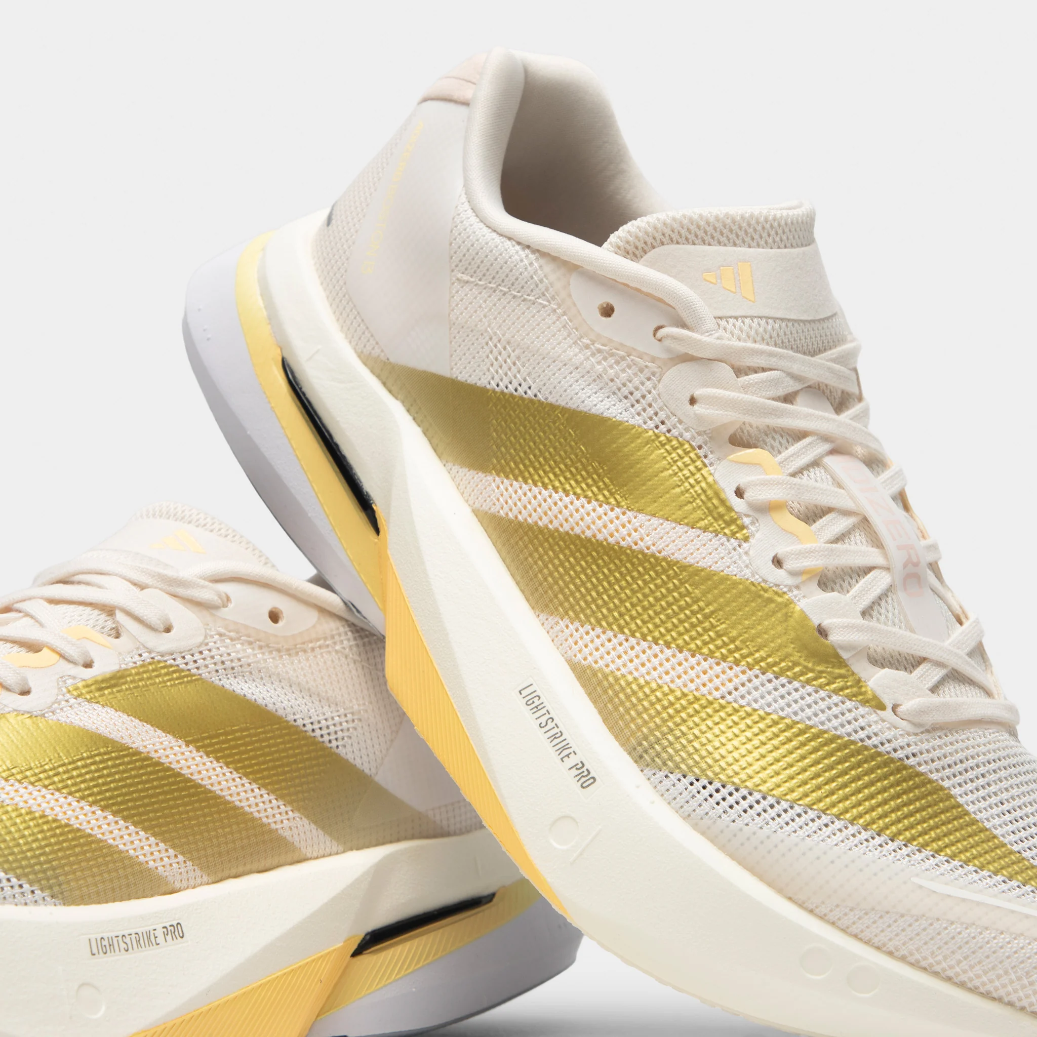 adidas Women's Adizero Boston 13 Chalk White / Gold Metallic - Orange Tint - Image 3