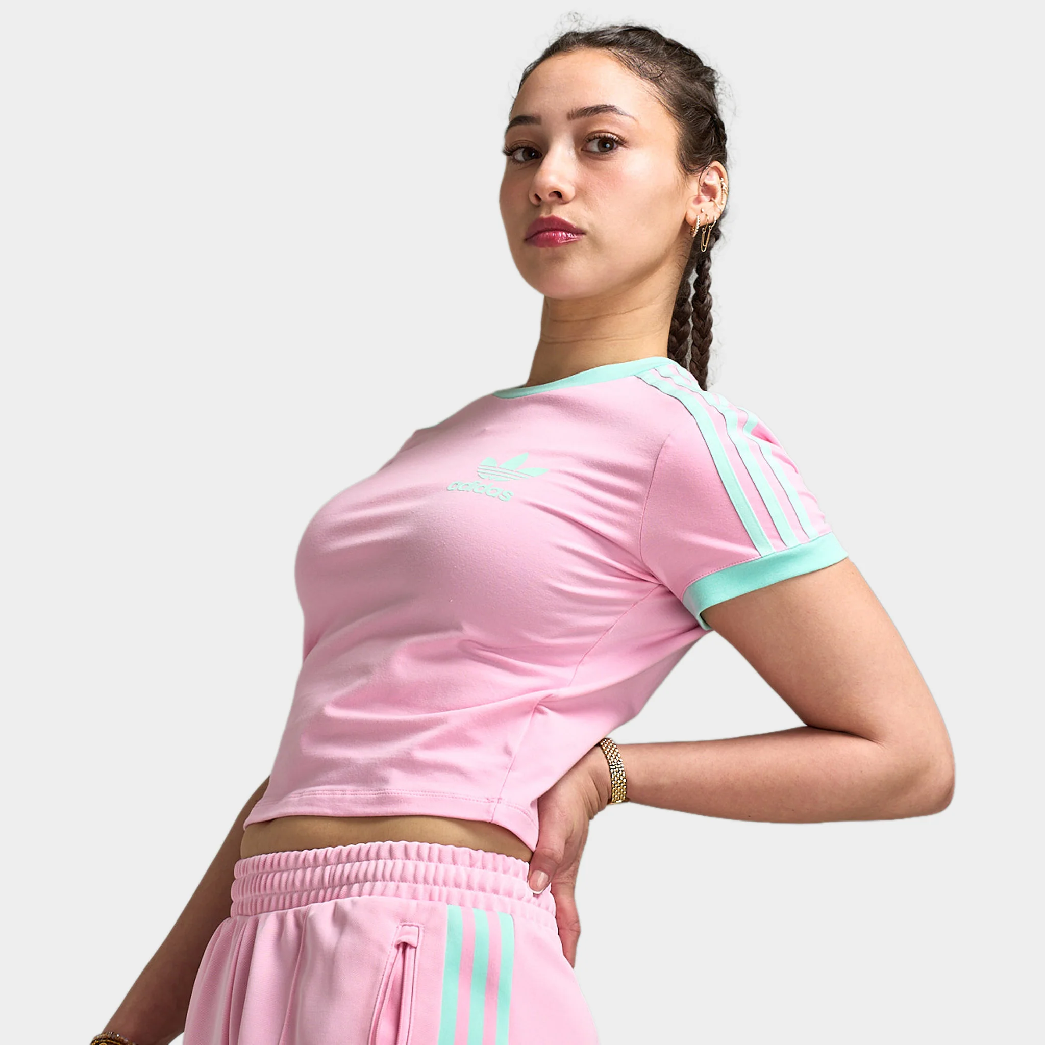 Adidas Women's Baby Tee Tru Pink / Clear Mint - Image 4