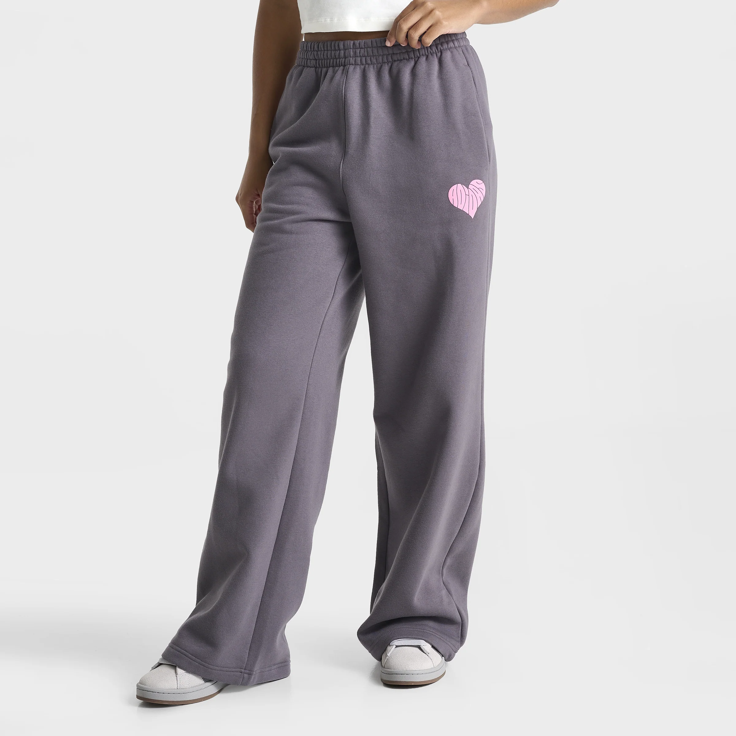 adidas Women's Bubble Heart Wide Leg Pants / Grey Fife - Image 3