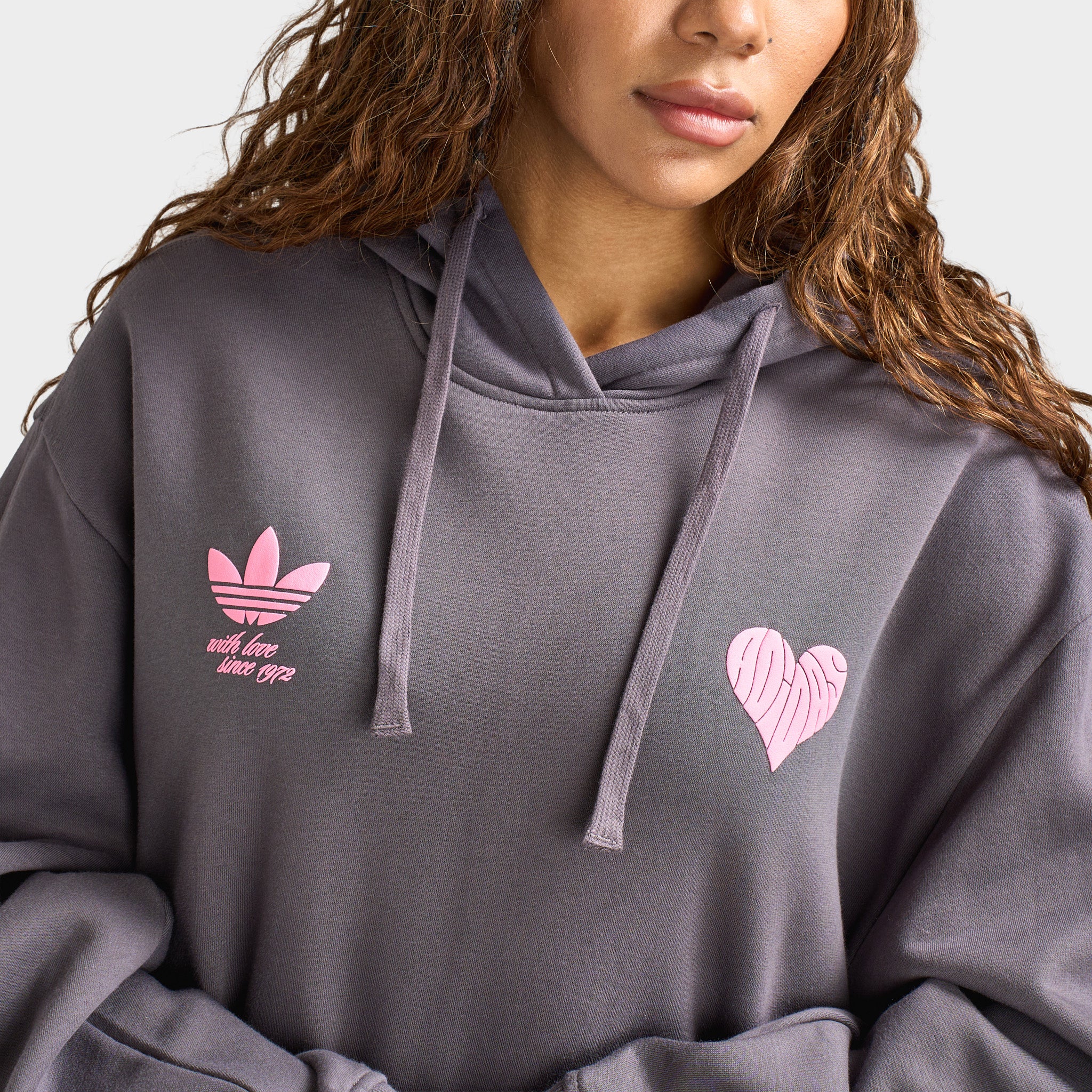 adidas Women's Bubble Heart Hoodie / Grey Fife - Image 4