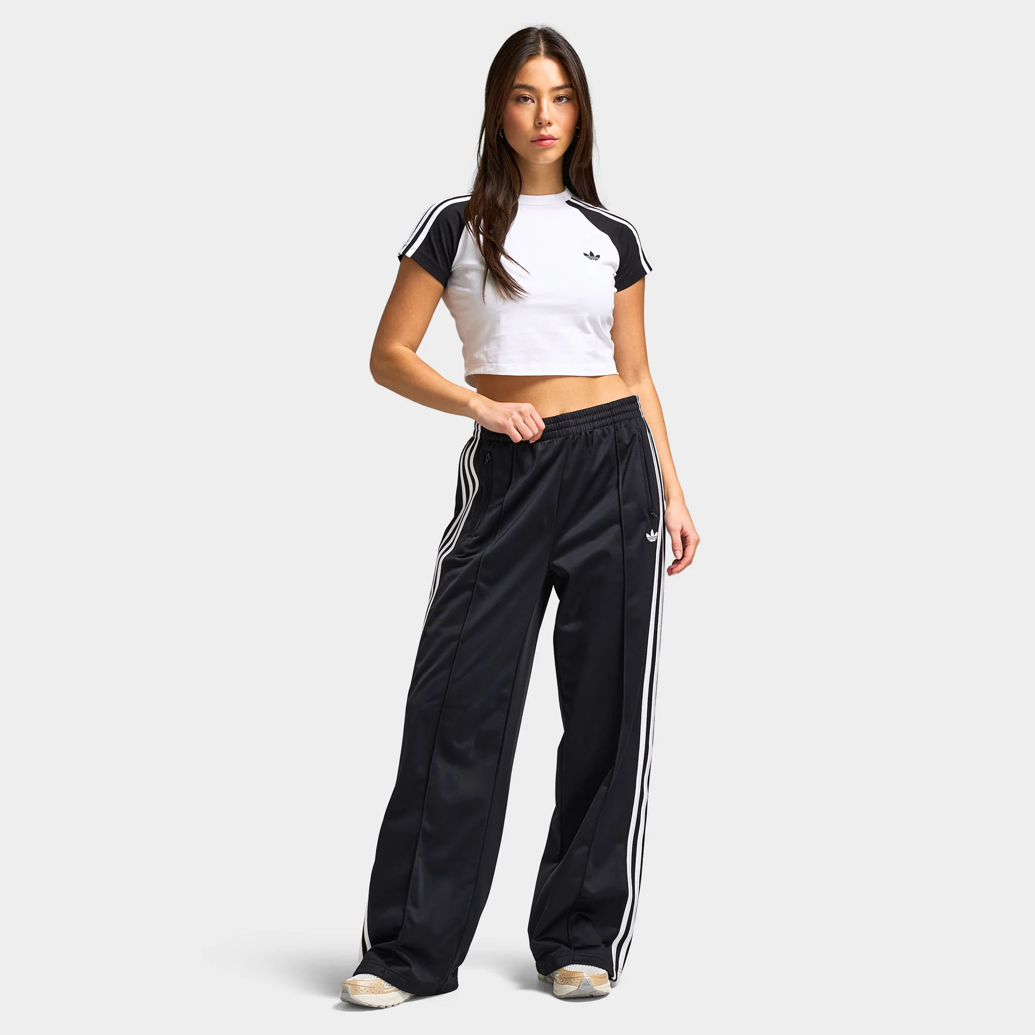 adidas Women's Firebird Loose Track Pants Black / White - Image 5