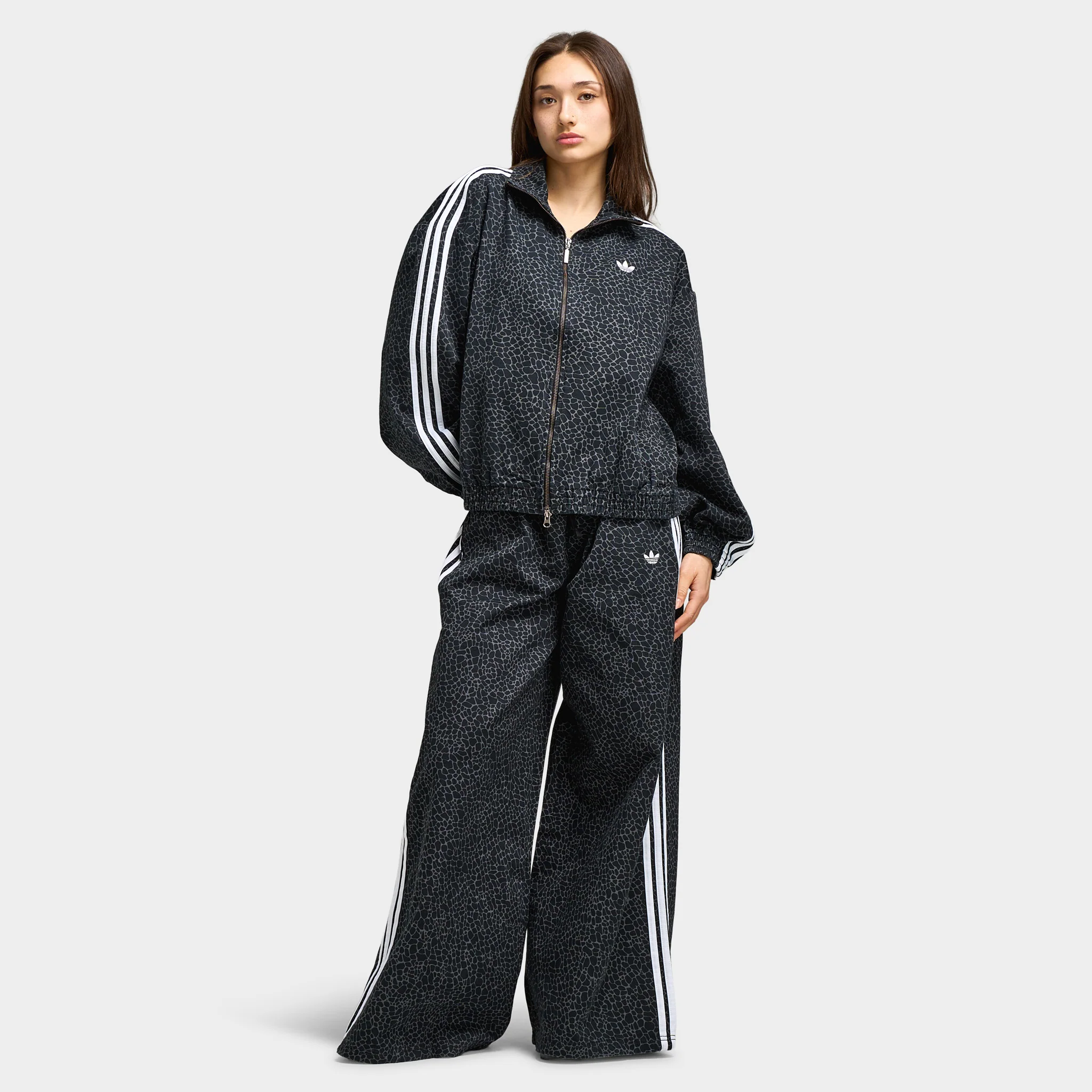 Adidas Women's Firebird Oversized AOP Denim Black / Grey Six - Image 6