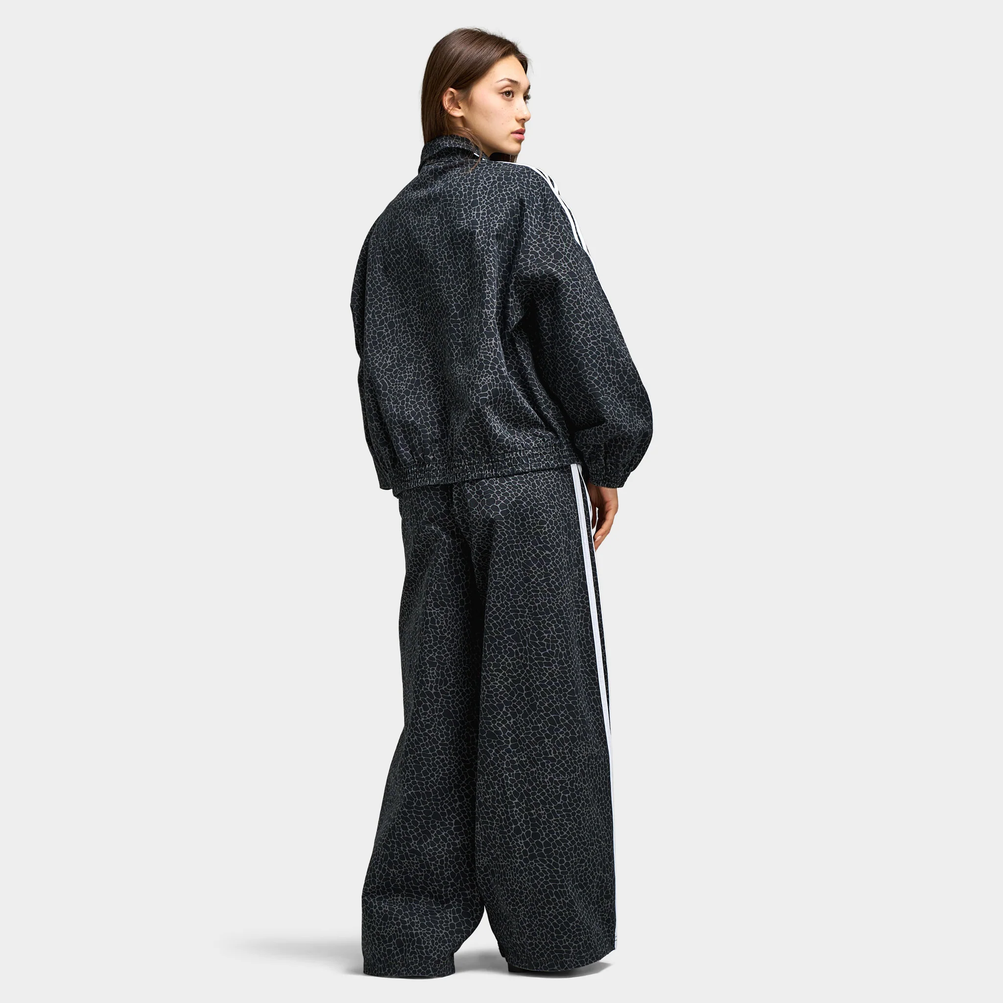 Adidas Women's Firebird Oversized AOP Denim Jacket Black / Grey Six - Image 2
