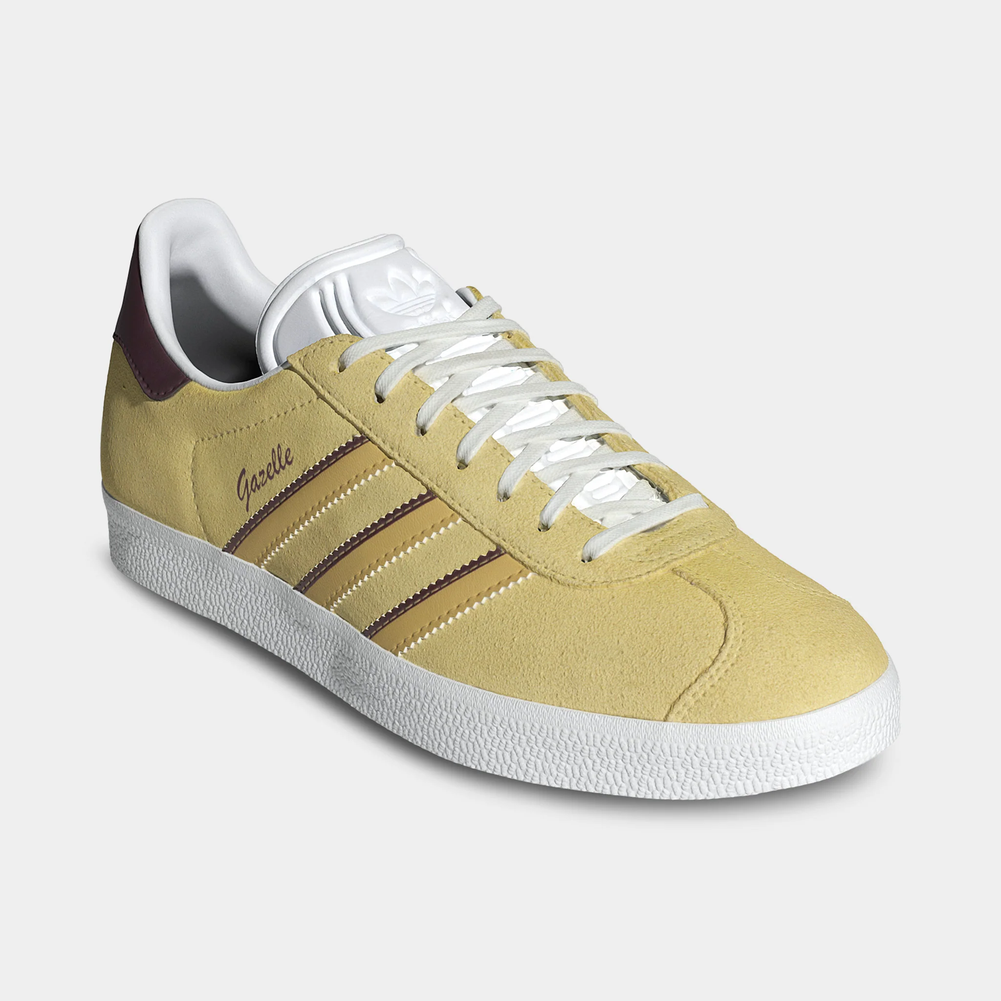 adidas Originals Women's Gazelle Almost Yellow / Oat - Maroon - Image 4