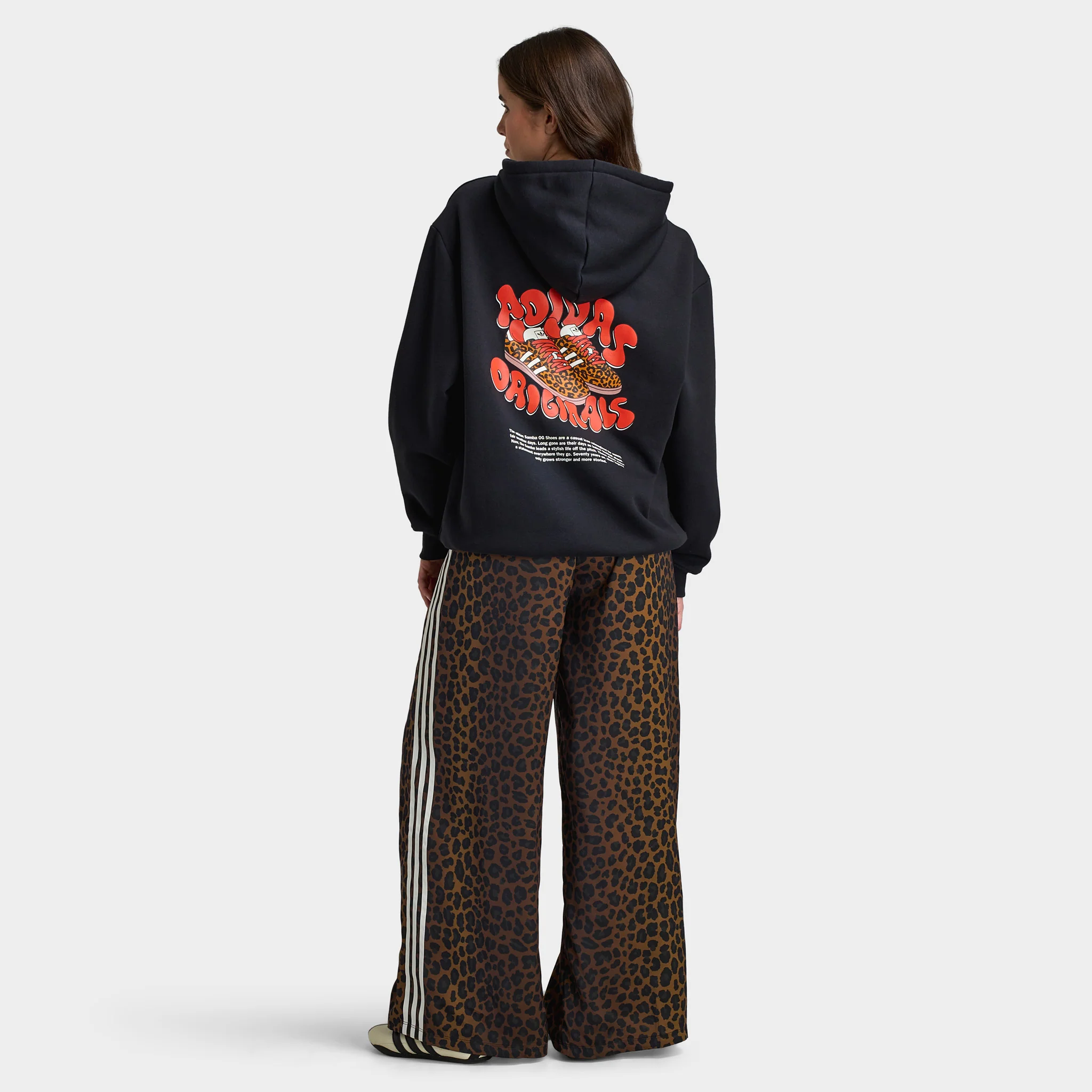 adidas Women's Leopard Samba Essential Hoodie Black / Leopard - Image 5