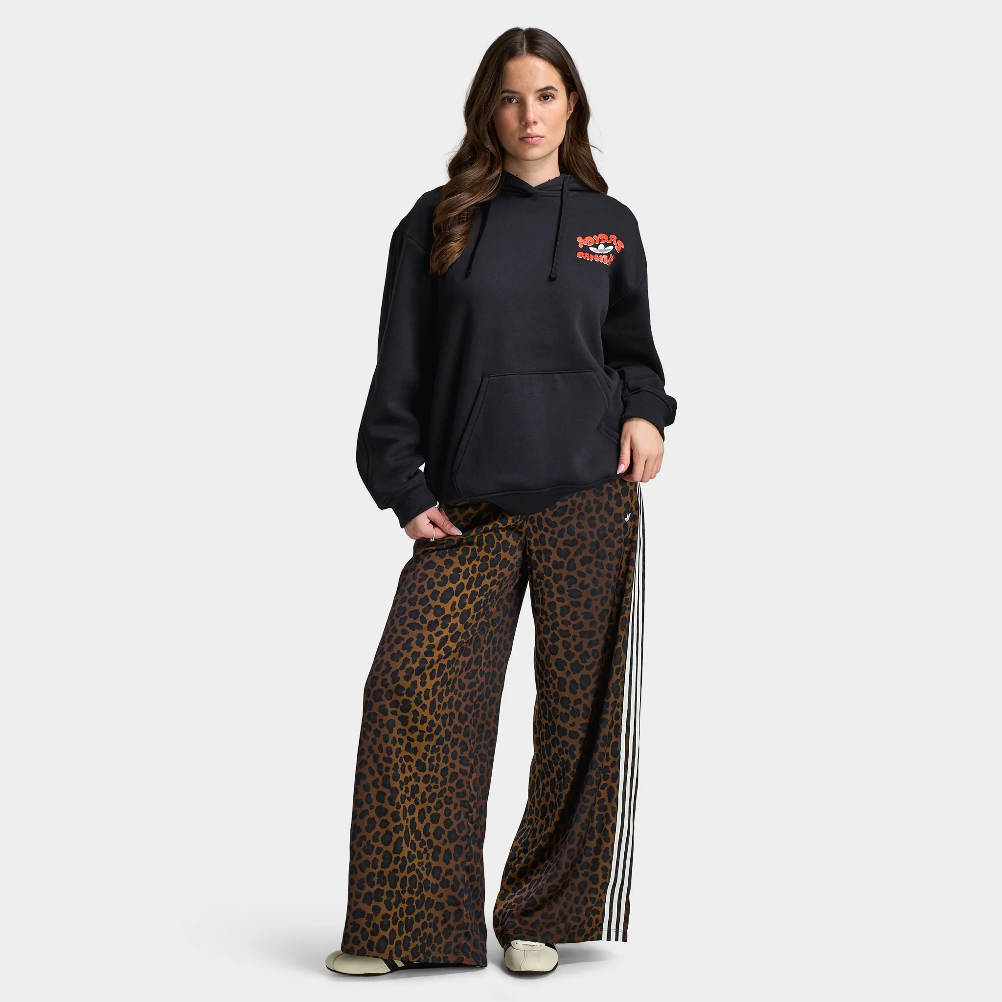 adidas Women's Leopard Samba Essential Hoodie Black / Leopard - Image 6