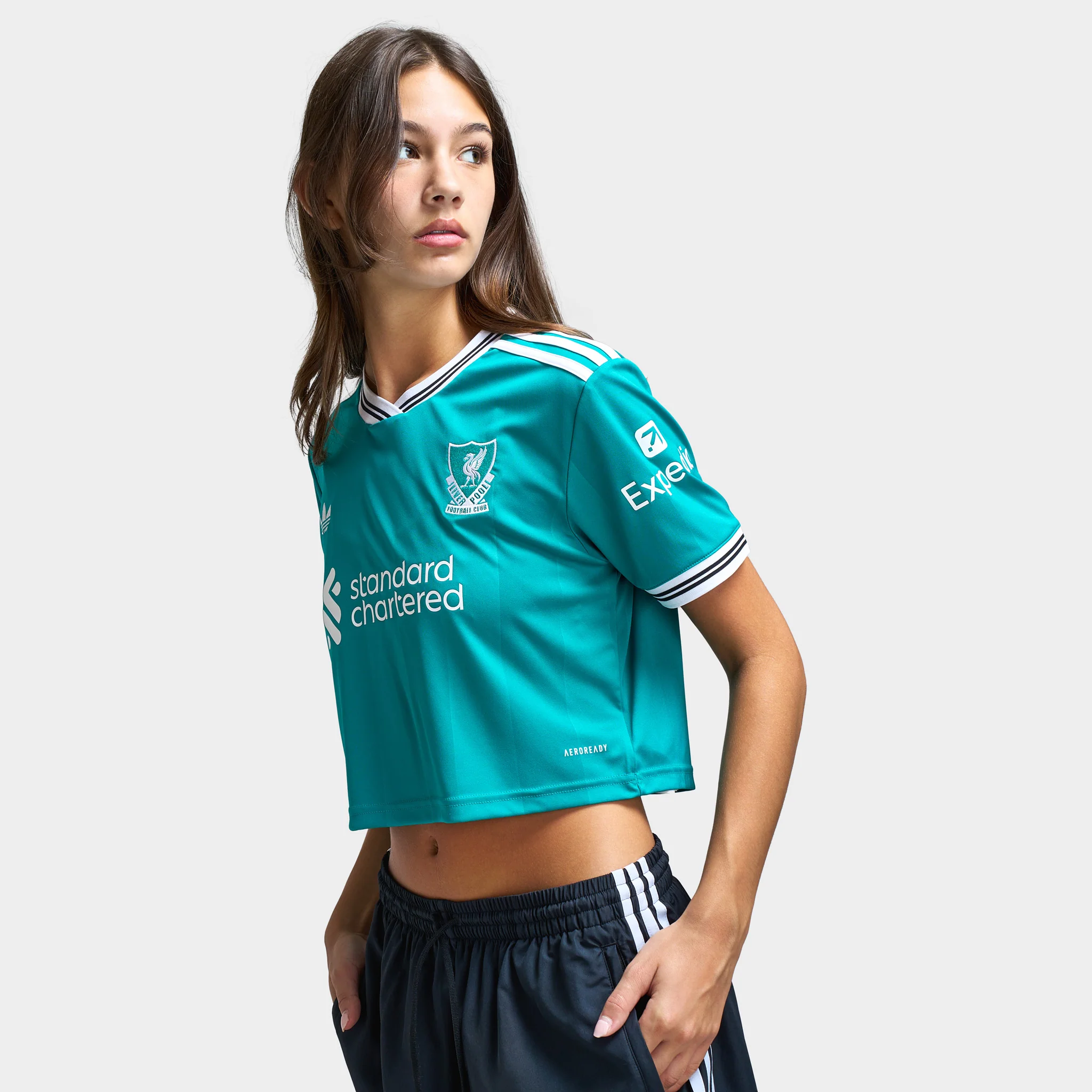 adidas Women's Liverpool 25/26 3rd Cropped Jersey / Sea Green - Image 3