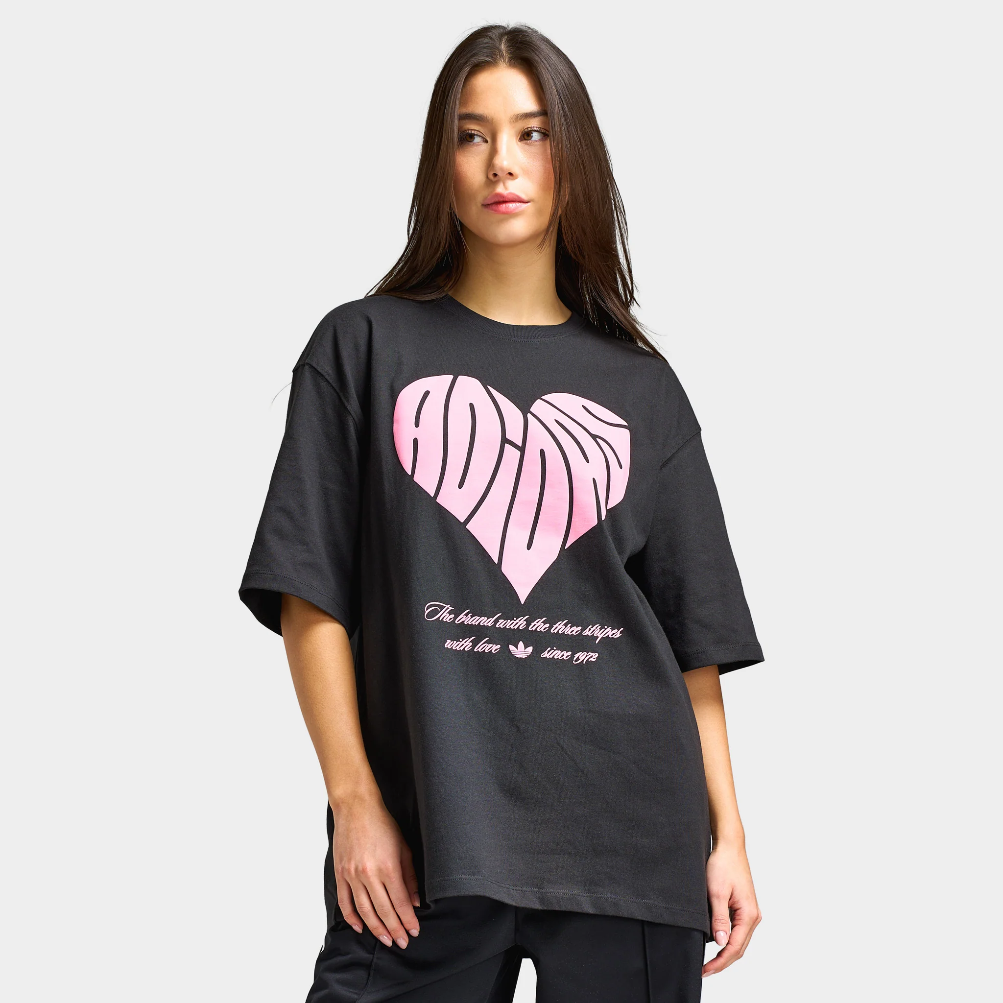 adidas Women's Oversized Heart Graphic Tee / Black - Image 3