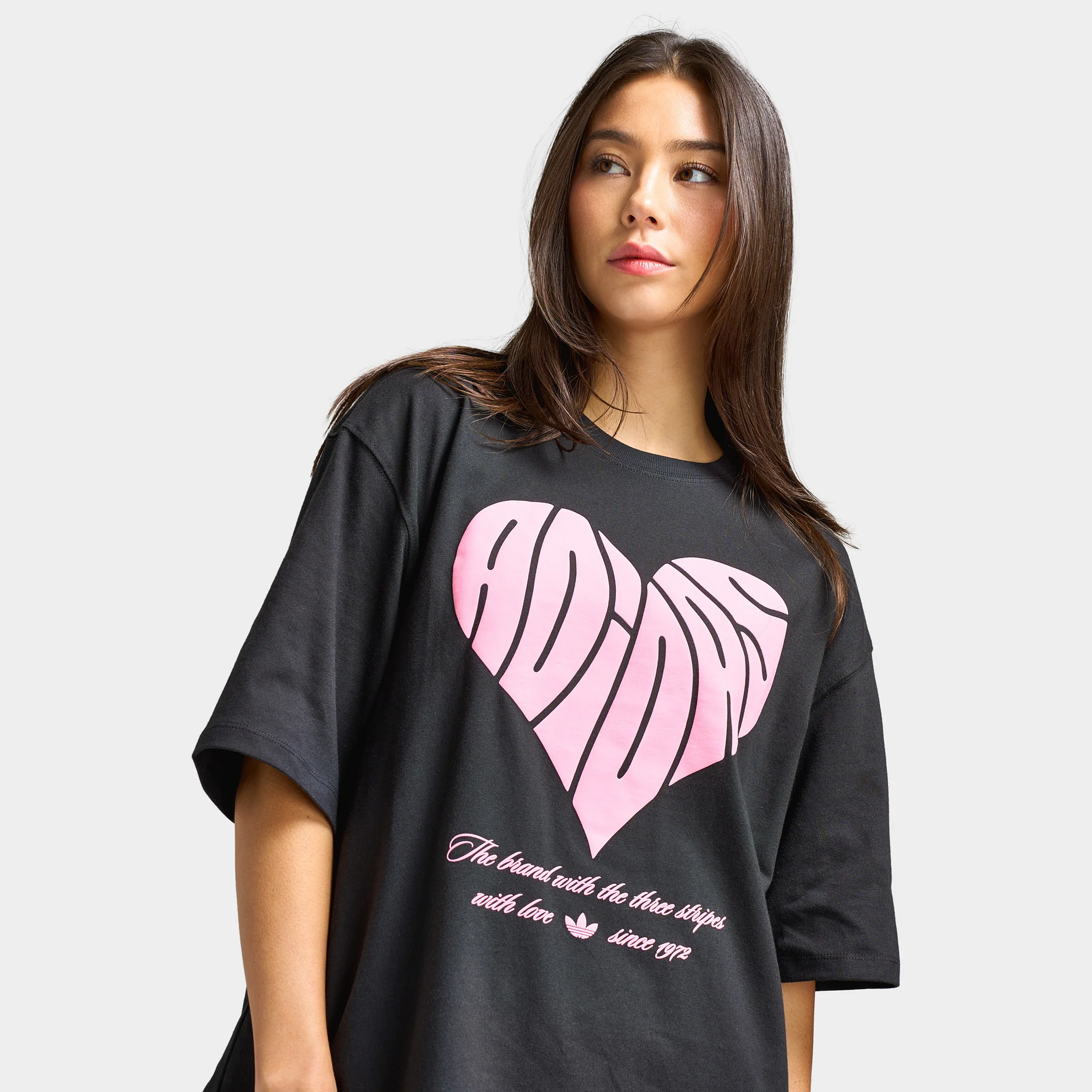 adidas Women's Oversized Heart Graphic Tee / Black - Image 5