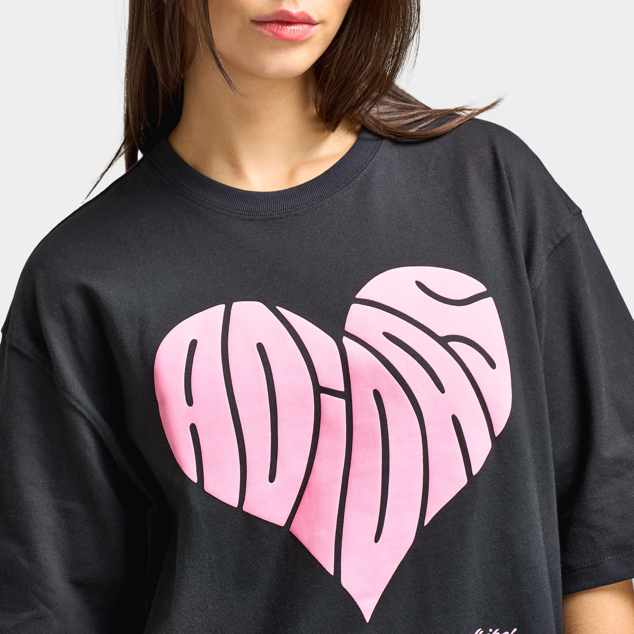 adidas Women's Oversized Heart Graphic Tee / Black - Image 6