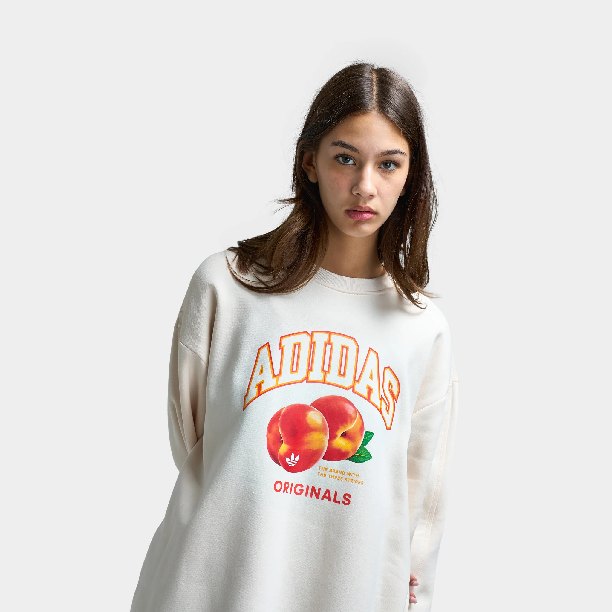 Adidas Women's Oversized Peach Graphic Crew / Wonder White - Image 3