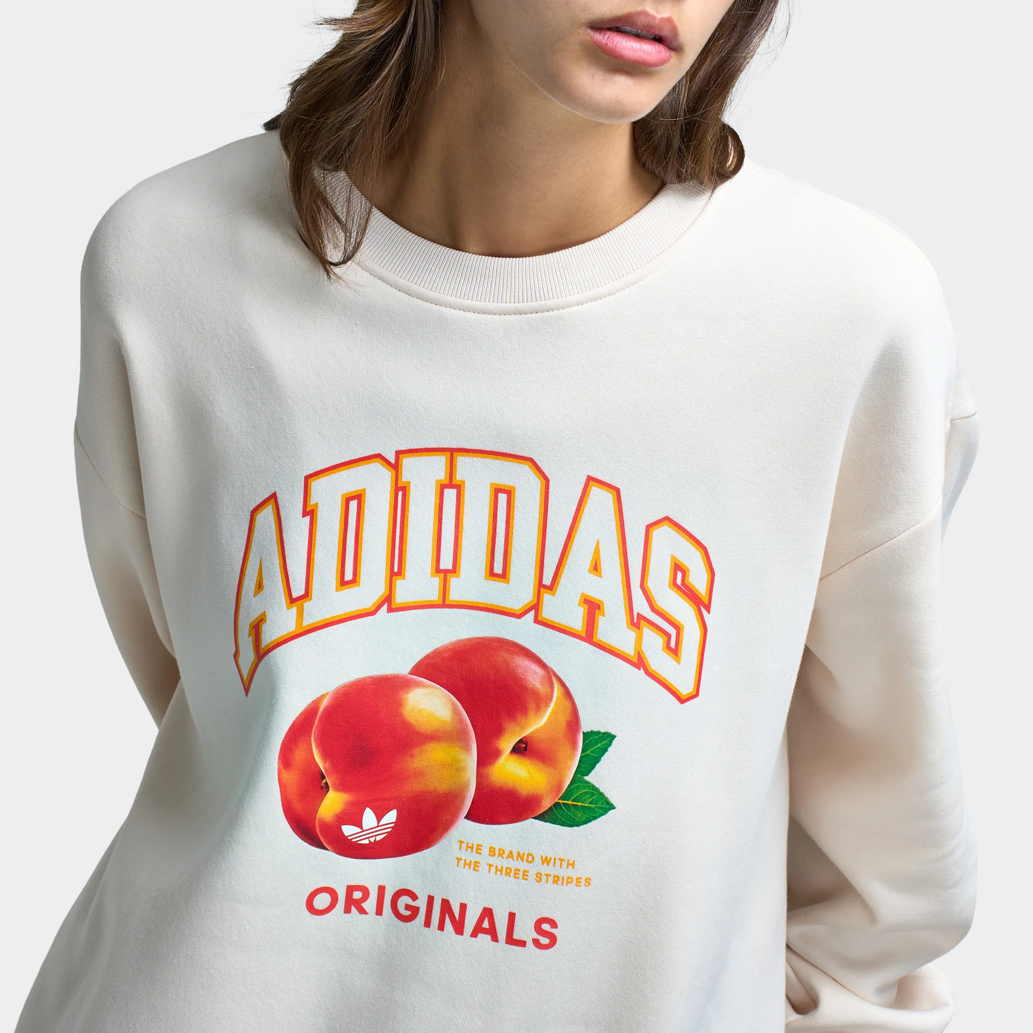 Adidas Women's Oversized Peach Graphic Crew / Wonder White - Image 4