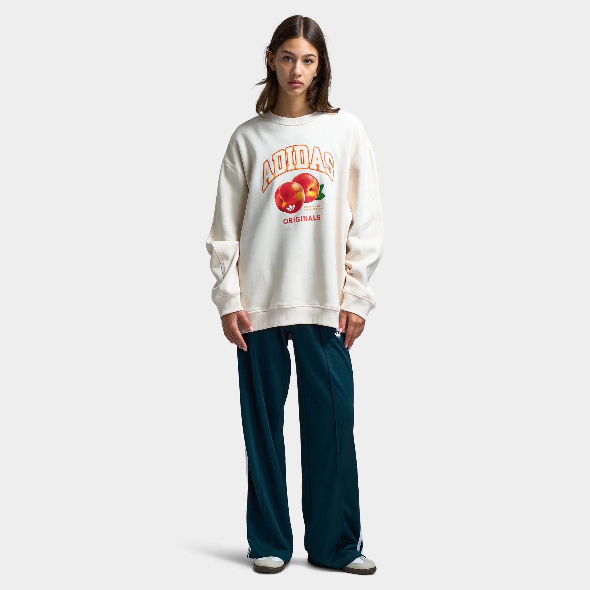 Adidas Women's Oversized Peach Graphic Crew / Wonder White - Image 6