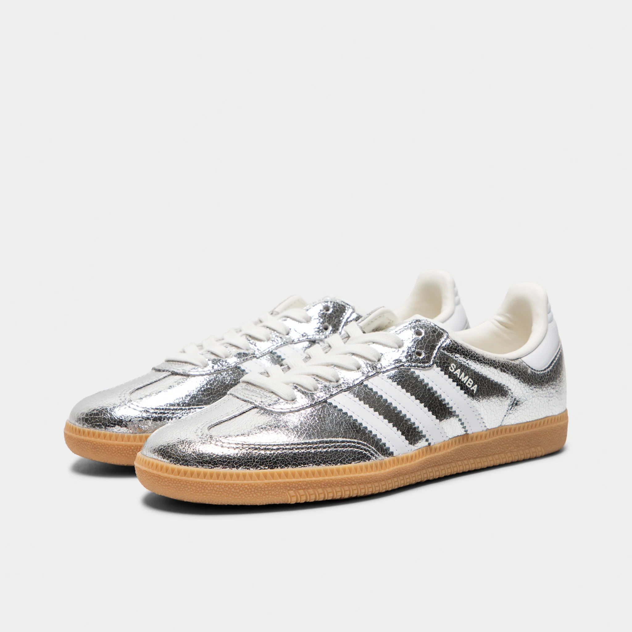 adidas Women's Samba OG Silver Metallic / White - Gum - Image 2