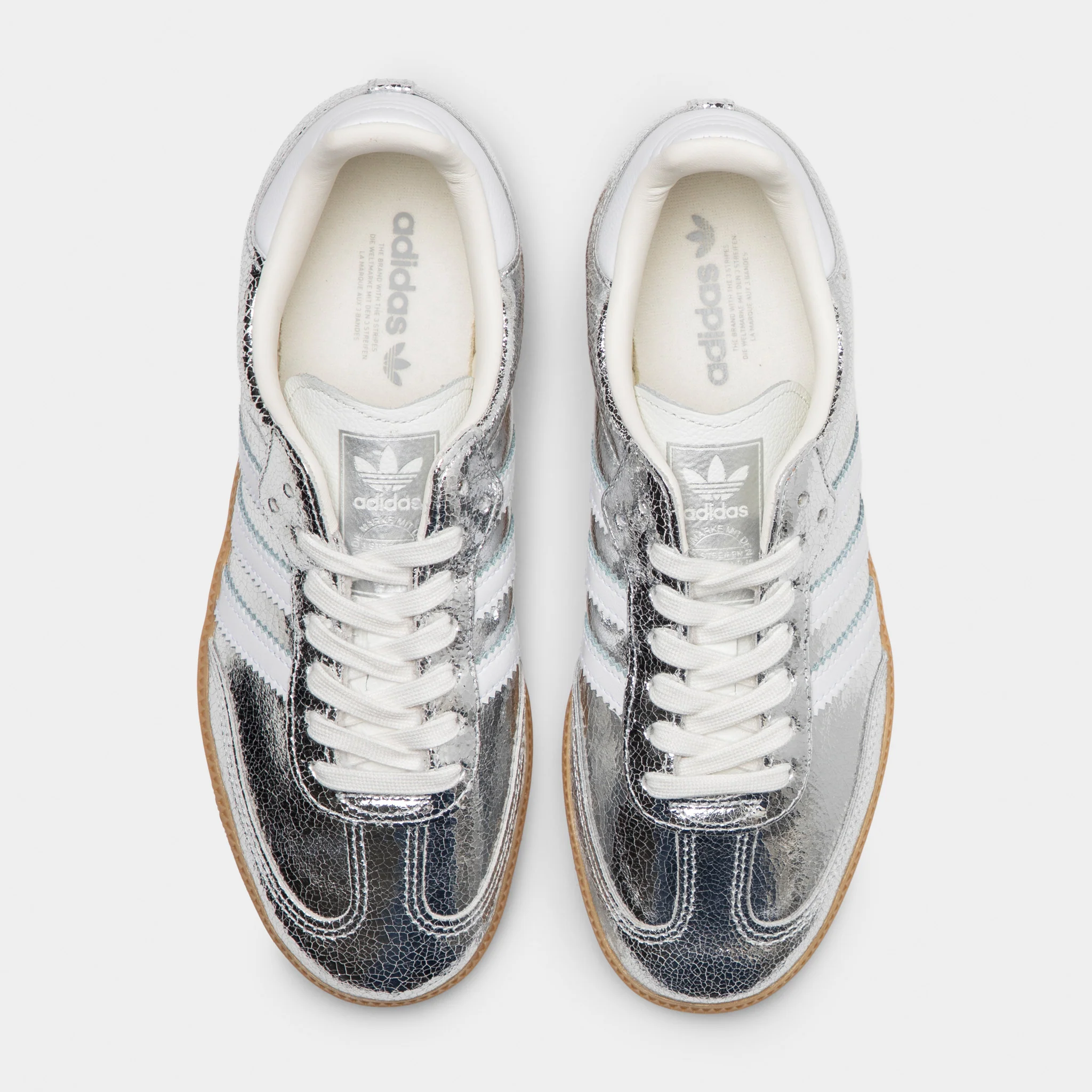adidas Women's Samba OG Silver Metallic / White - Gum - Image 5