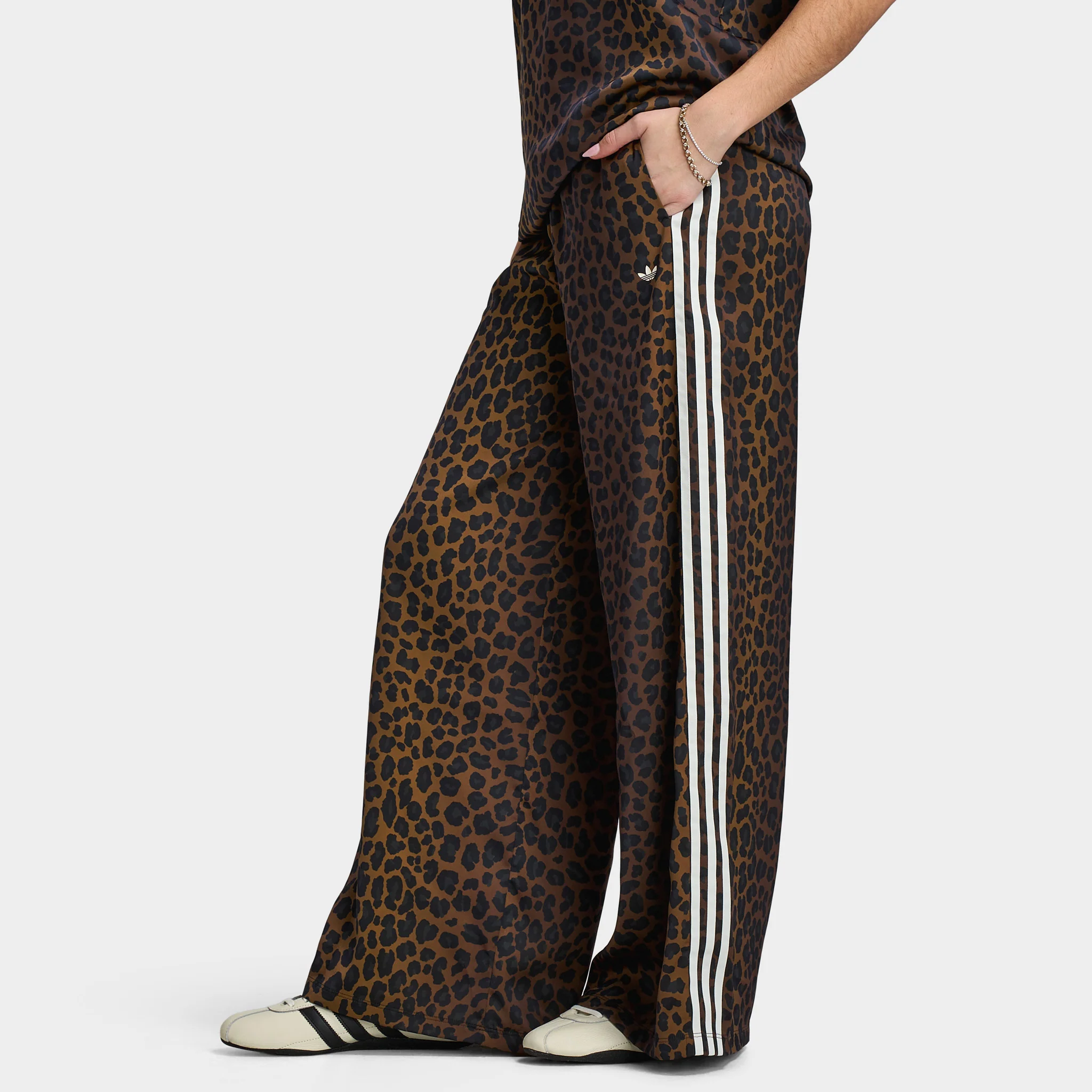 adidas Women's Wide Leg Satin Pant / Leopard - Image 3