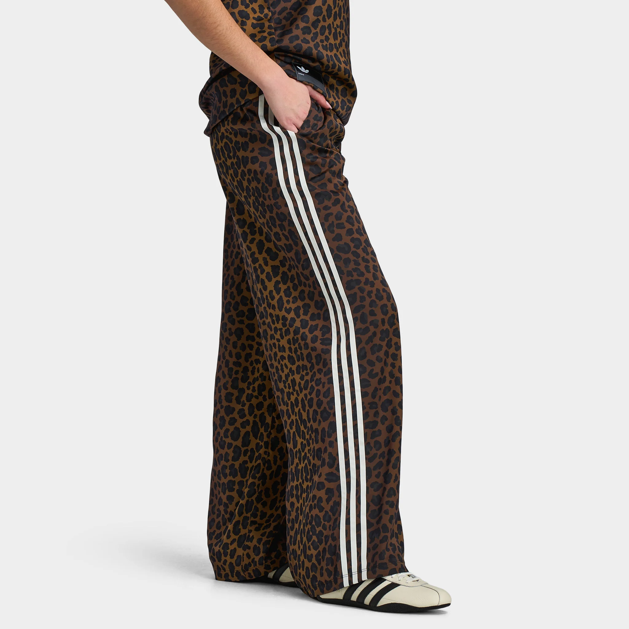 adidas Women's Wide Leg Satin Pant / Leopard - Image 4